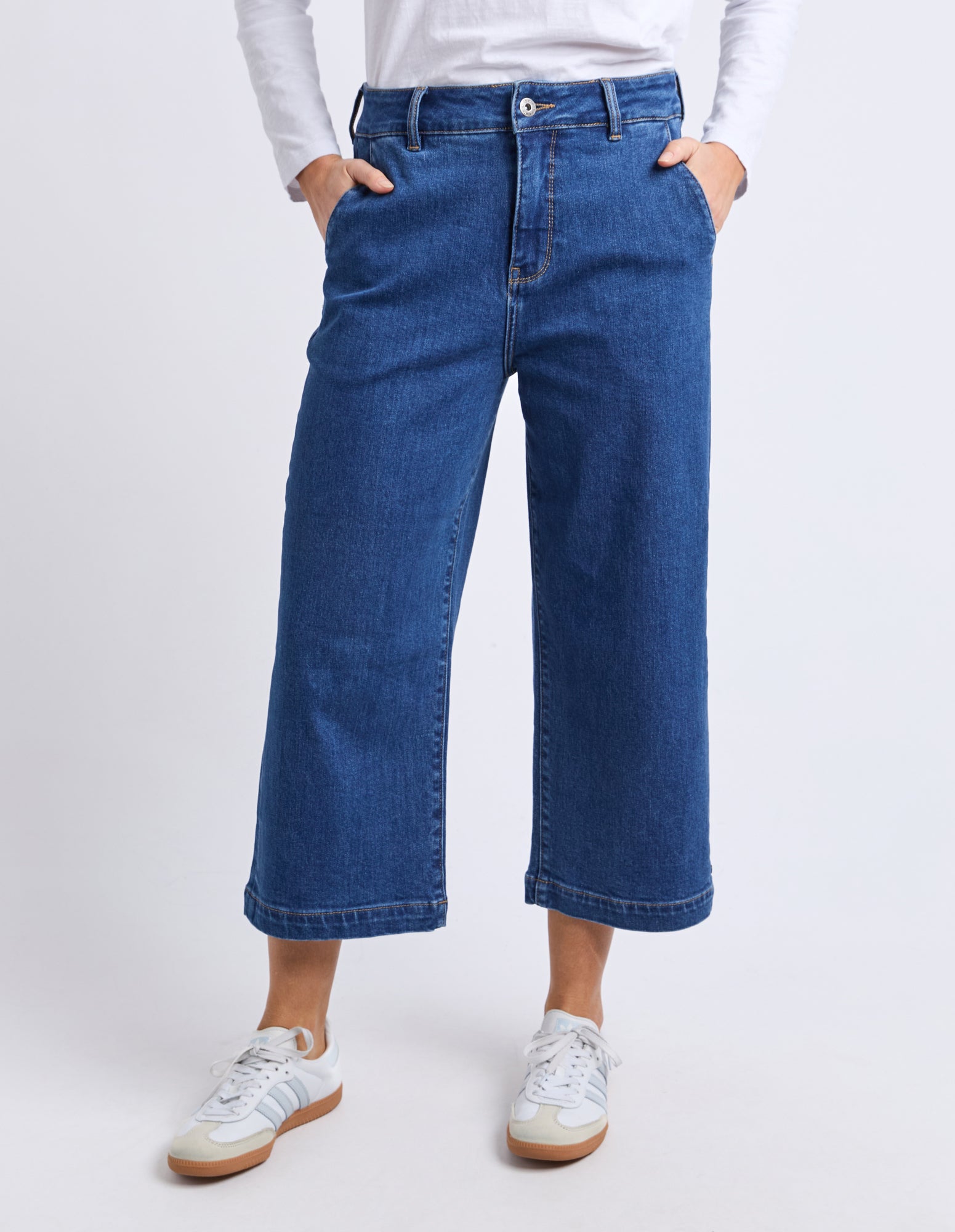 Sidney Cropped Wide Leg Jean Dark Blue Wash