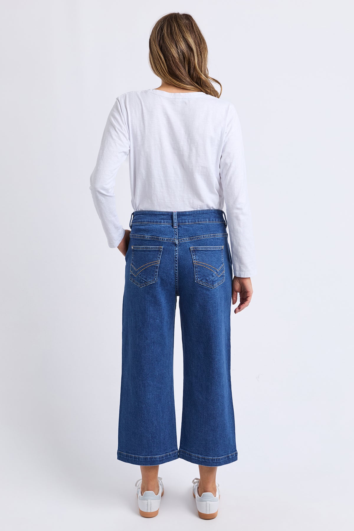 Sidney Cropped Wide Leg Jean Dark Blue Wash
