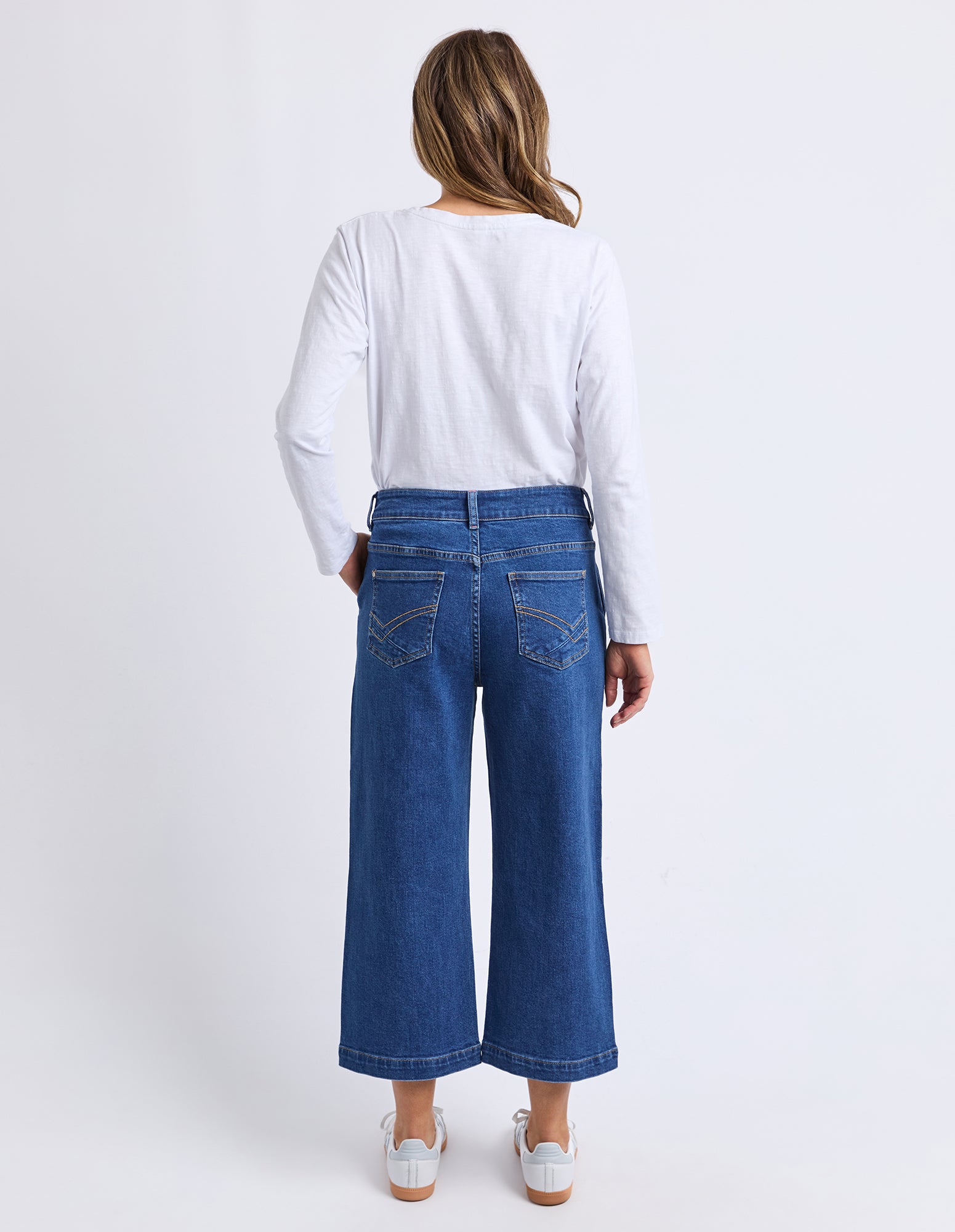 Sidney Cropped Wide Leg Jean Dark Blue Wash