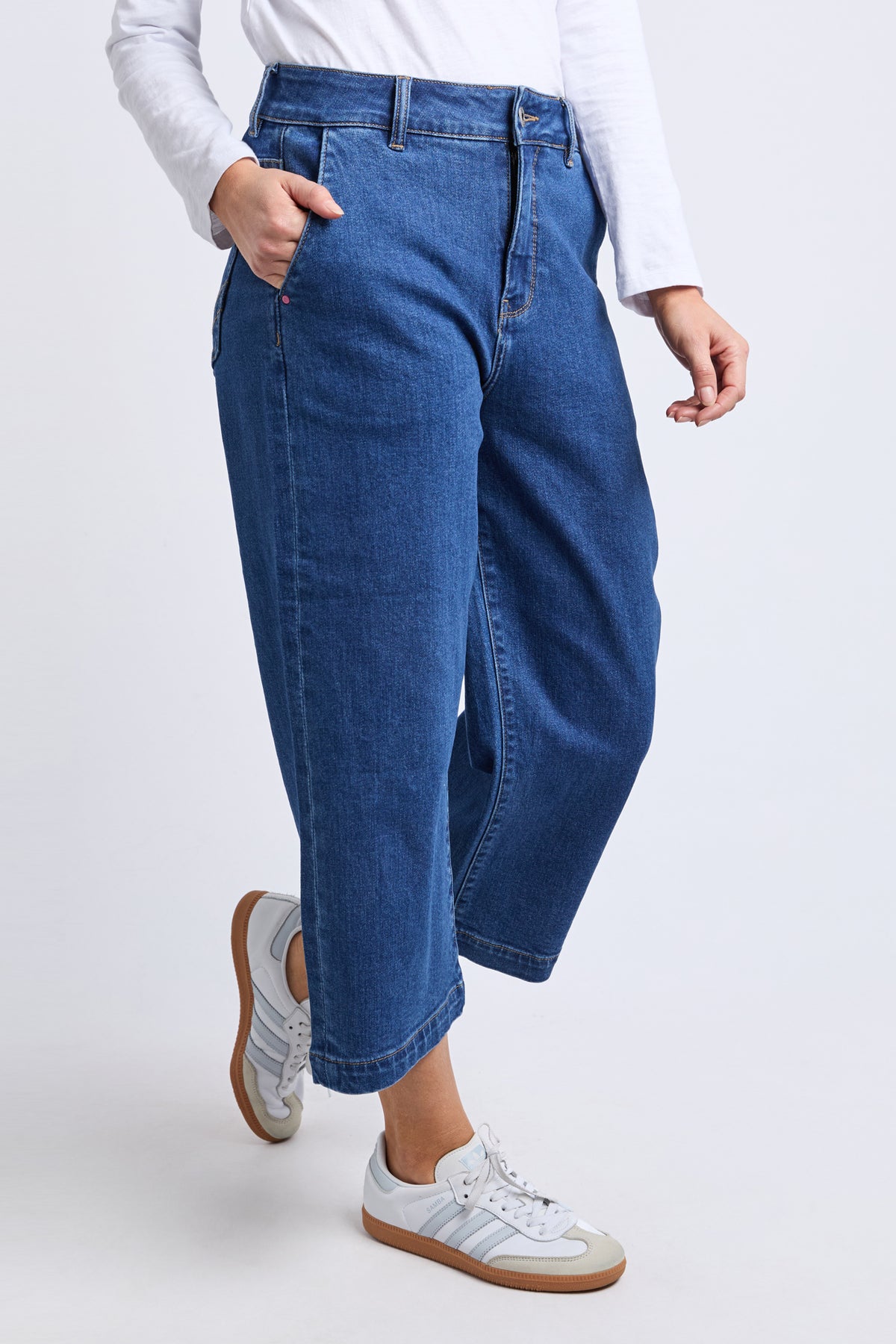 Sidney Cropped Wide Leg Jean Dark Blue Wash