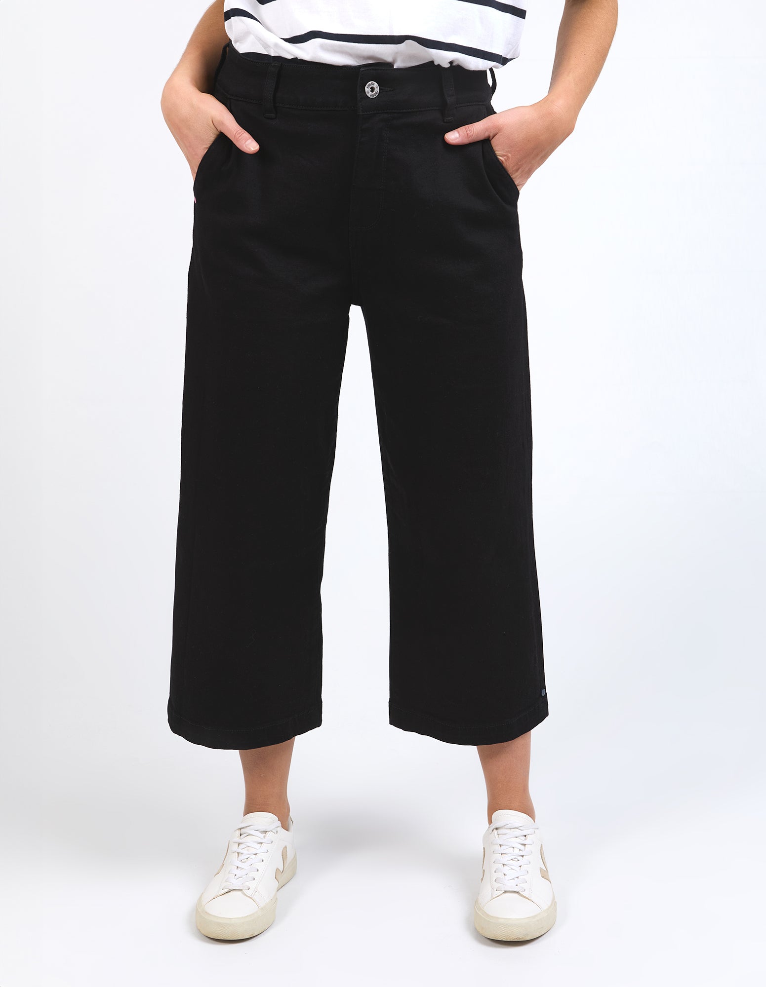 Sidney Cropped Wide Leg Jean Black