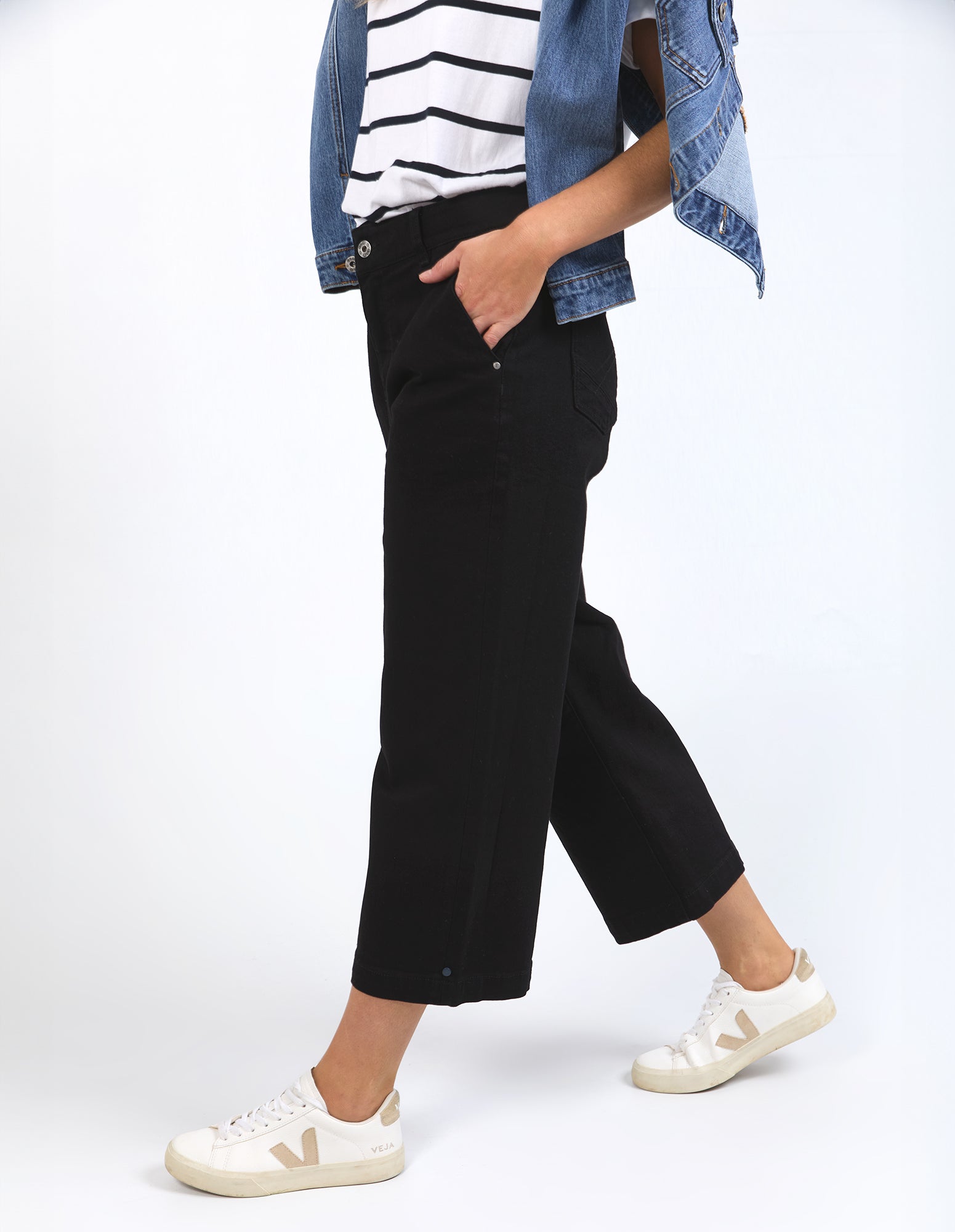 Sidney Cropped Wide Leg Jean Black