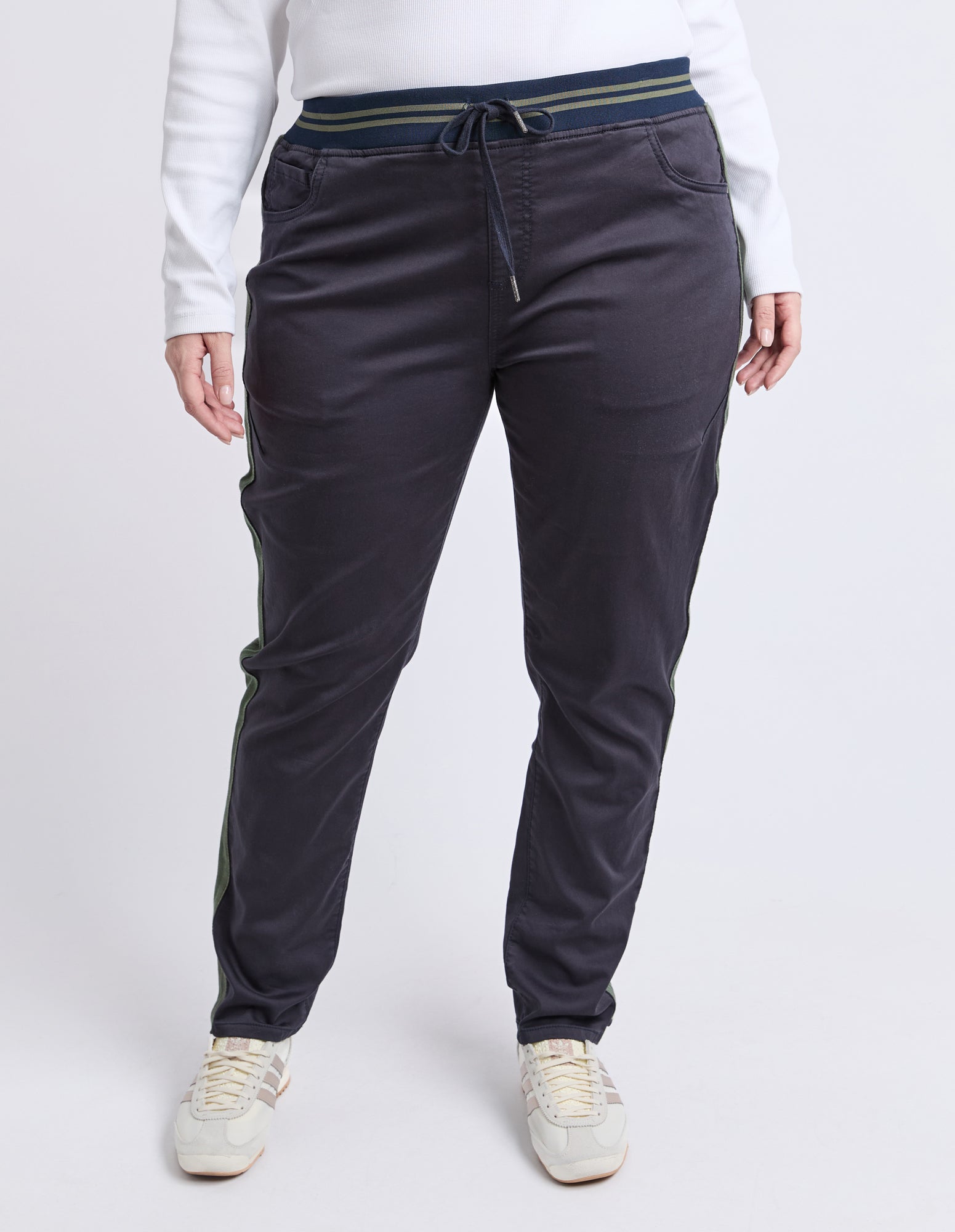 Margo Jogger With Side Tape Navy With Khaki Tape