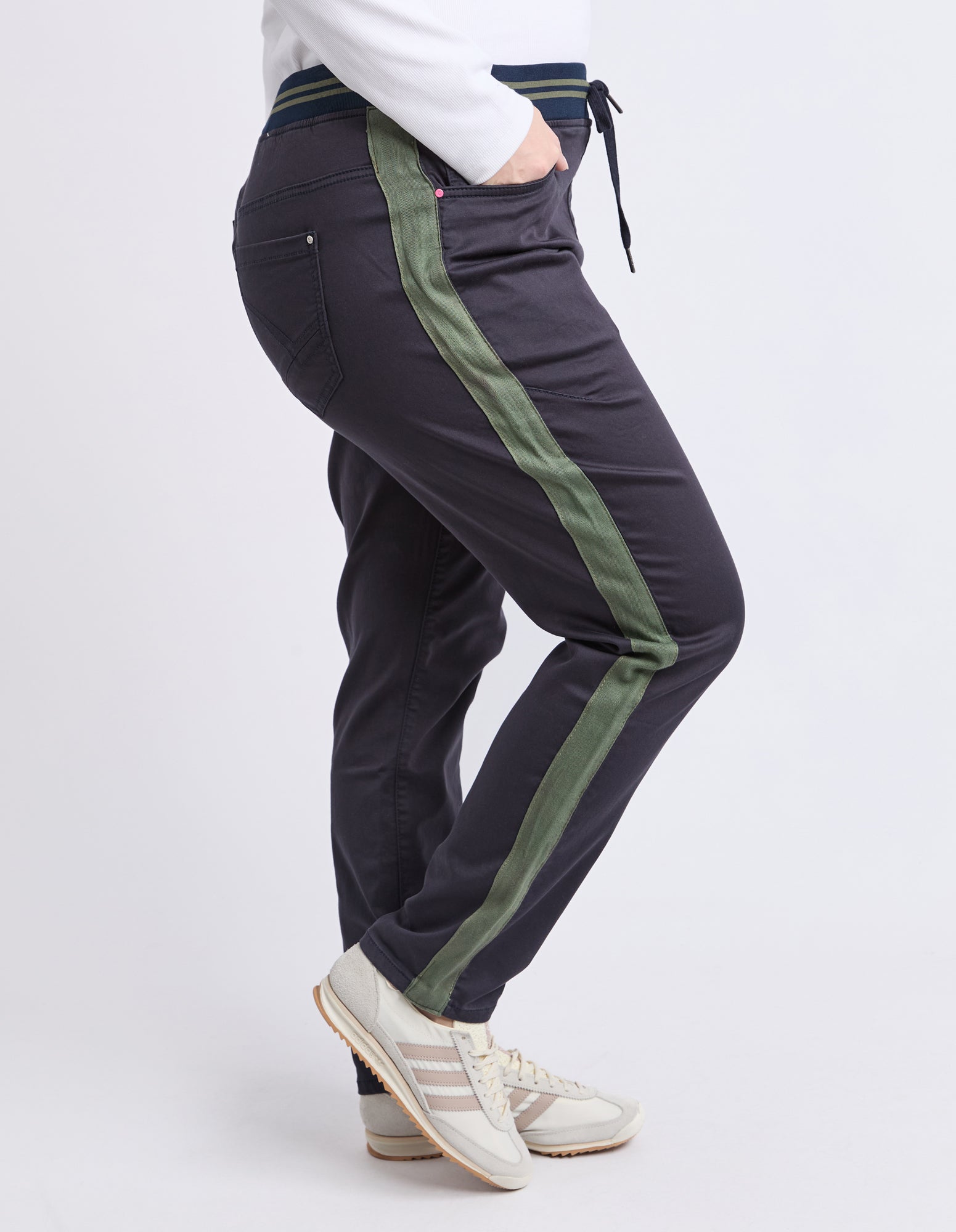 Margo Jogger With Side Tape Navy With Khaki Tape