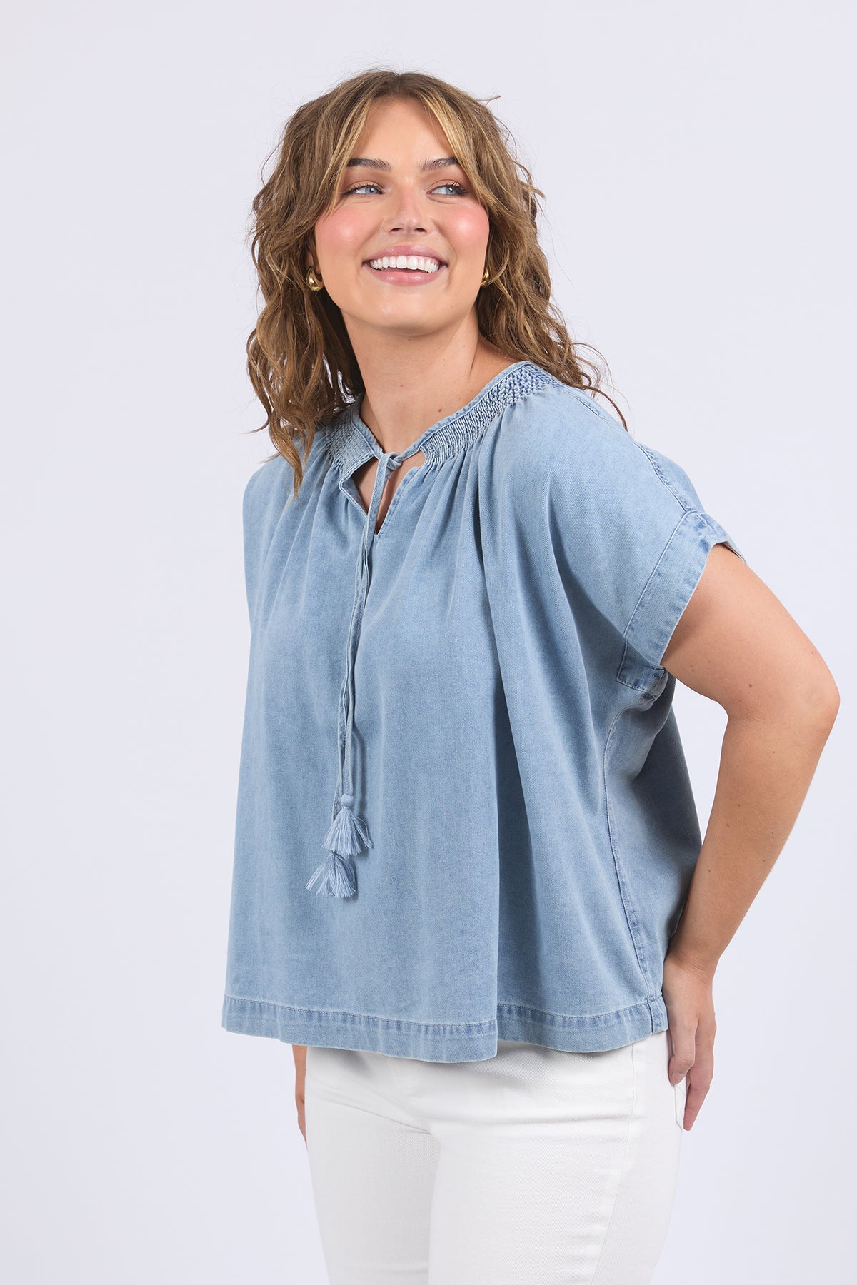 Ruth Denim Top Ligh Blue Wash