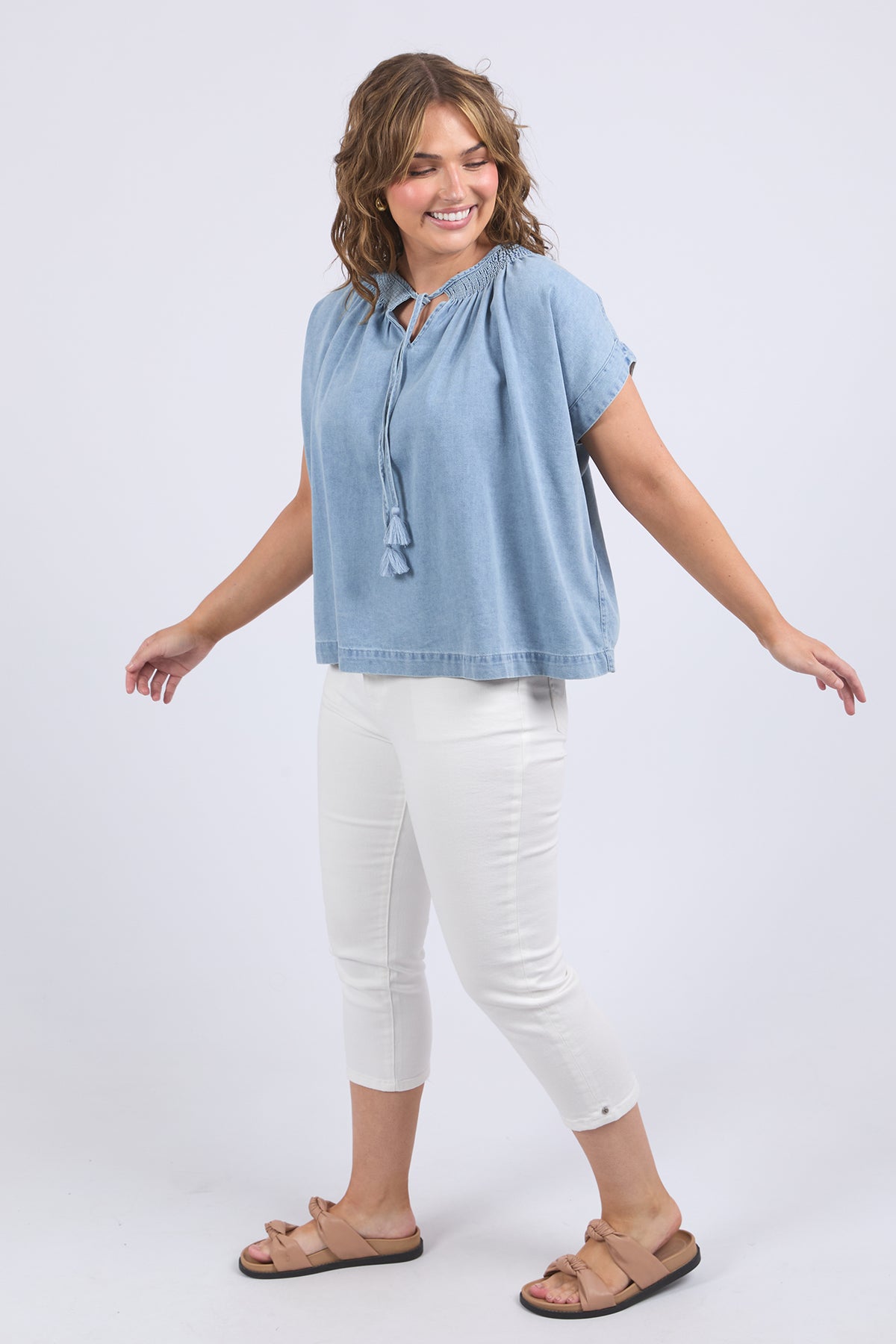 Ruth Denim Top Ligh Blue Wash