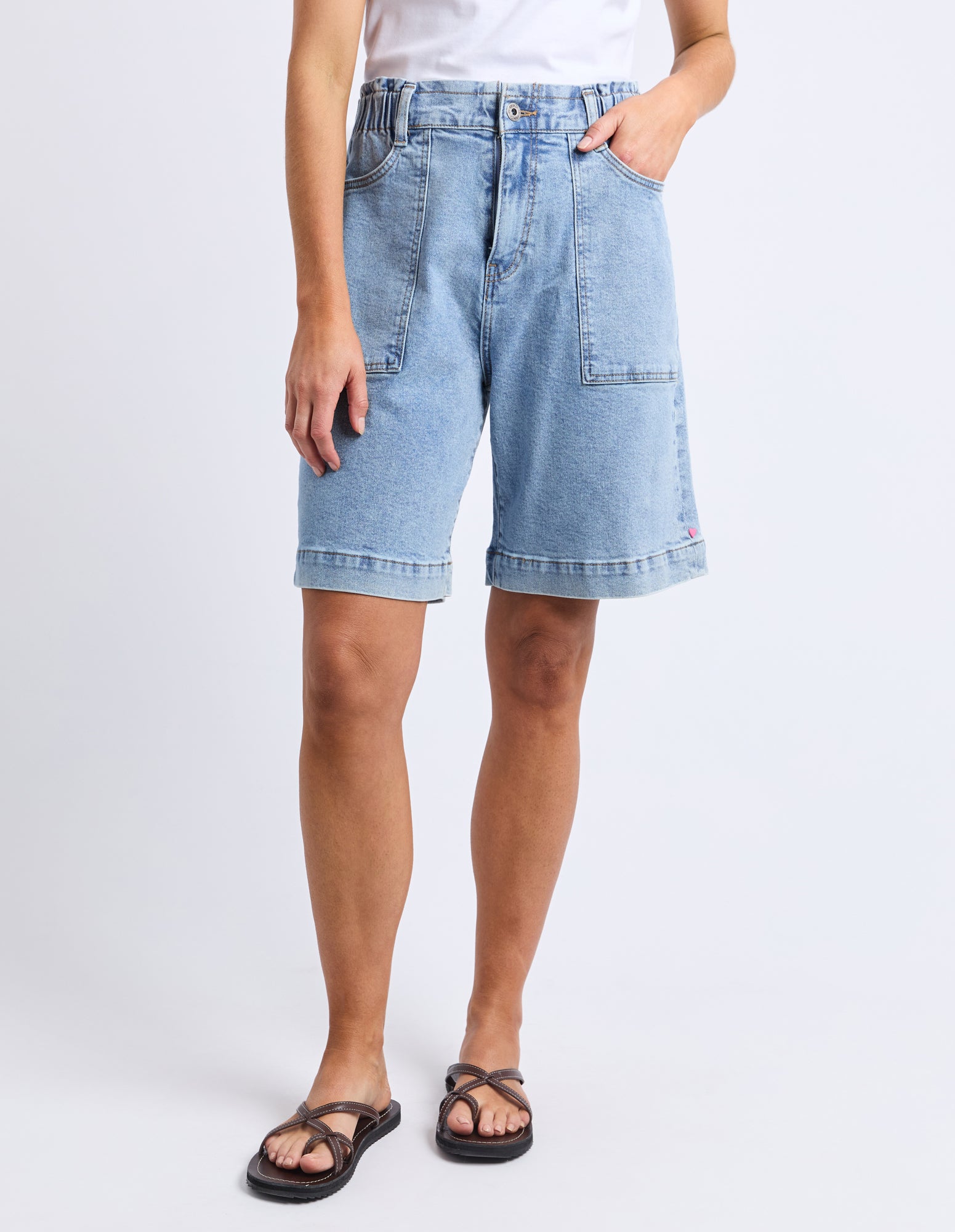 Atlas Long Denim Short Mid Blue Wash