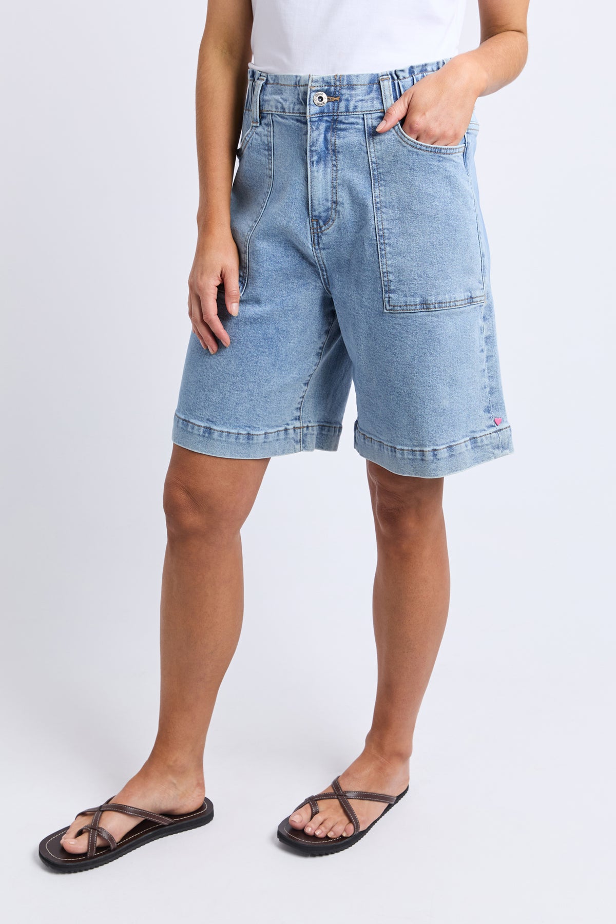 Atlas Long Denim Short Mid Blue Wash