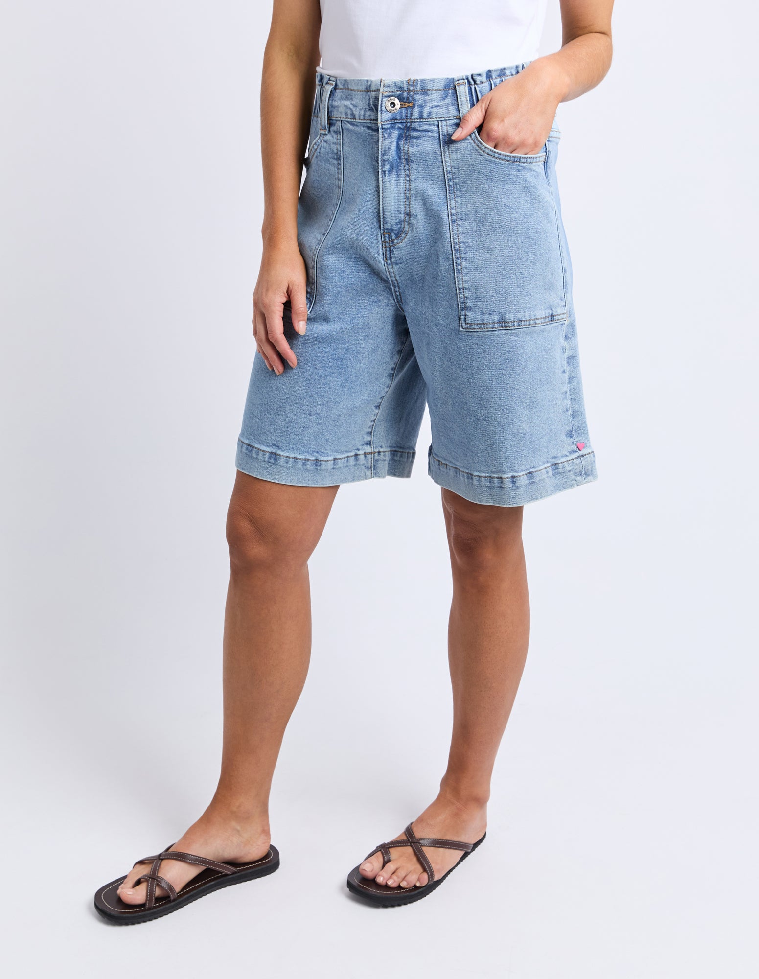 Atlas Long Denim Short Mid Blue Wash