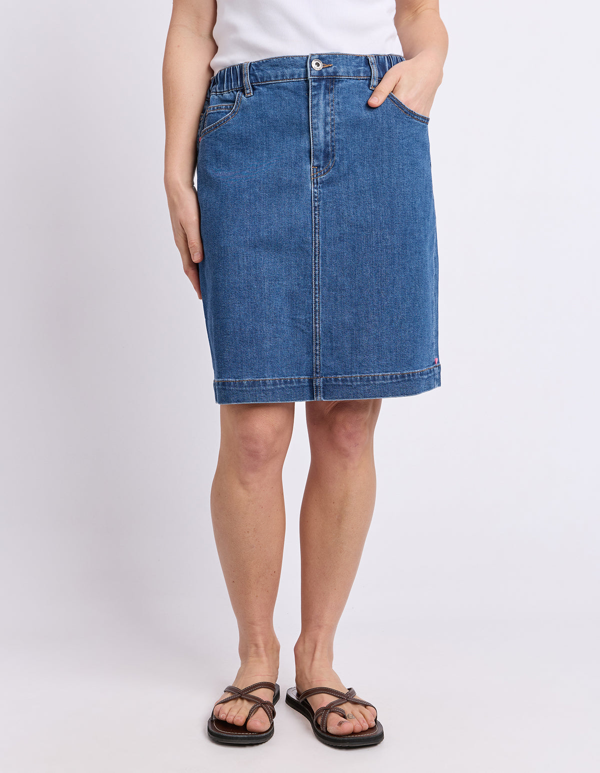 Birdie Denim Skirt Mid Blue Wash
