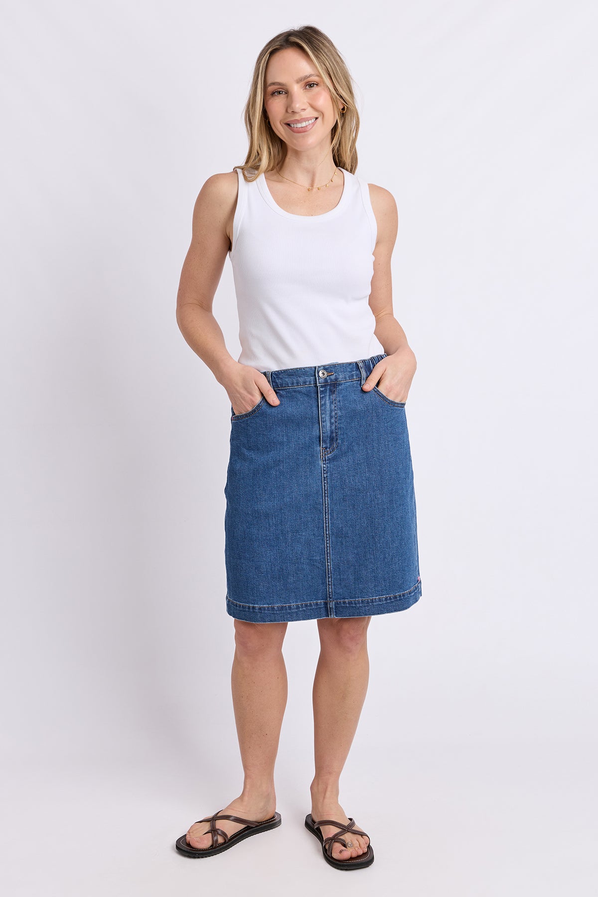 Birdie Denim Skirt Mid Blue Wash