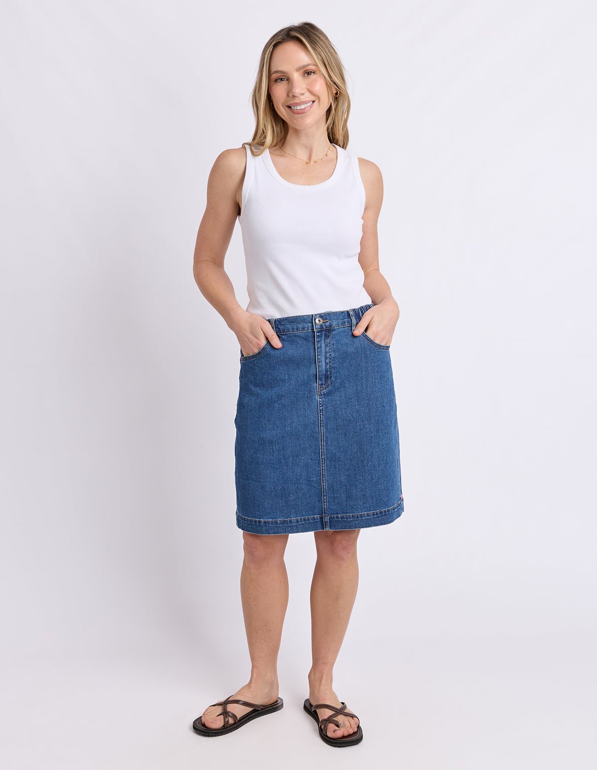 Birdie Denim Skirt Mid Blue Wash
