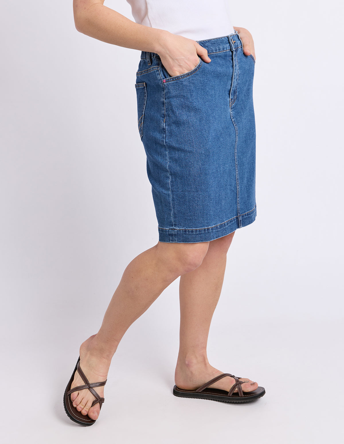 Birdie Denim Skirt Mid Blue Wash