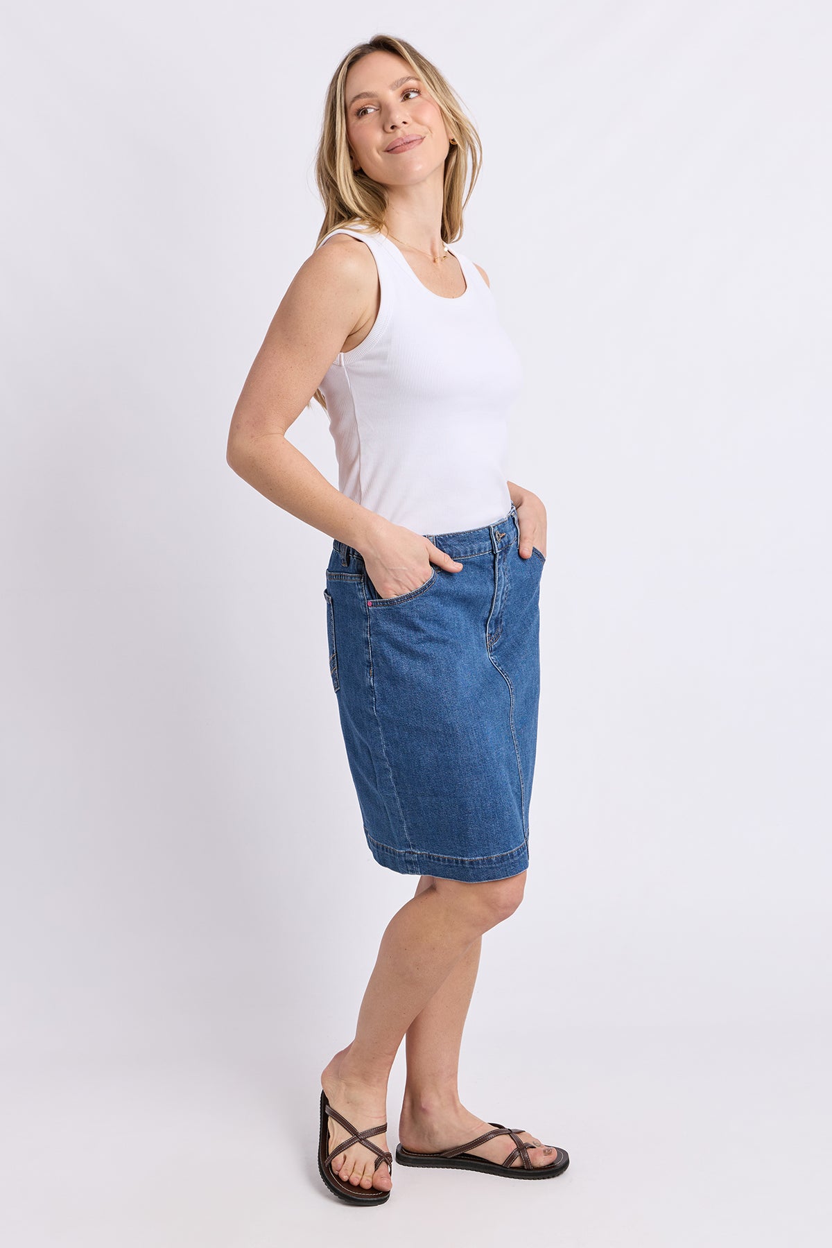 Birdie Denim Skirt Mid Blue Wash