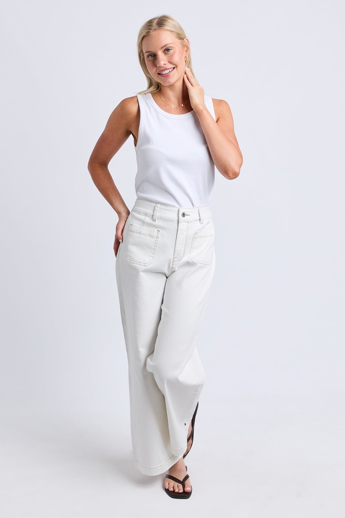 Alyssa Front Pocket Jean Vintage White
