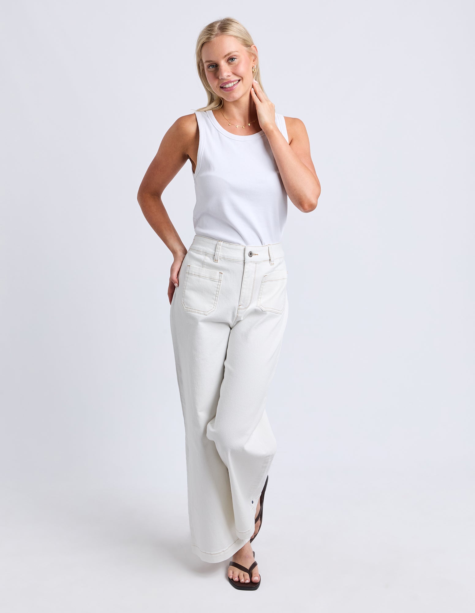 Alyssa Front Pocket Jean Vintage White