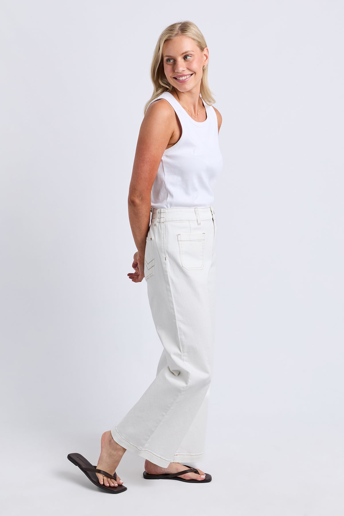 Alyssa Front Pocket Jean Vintage White