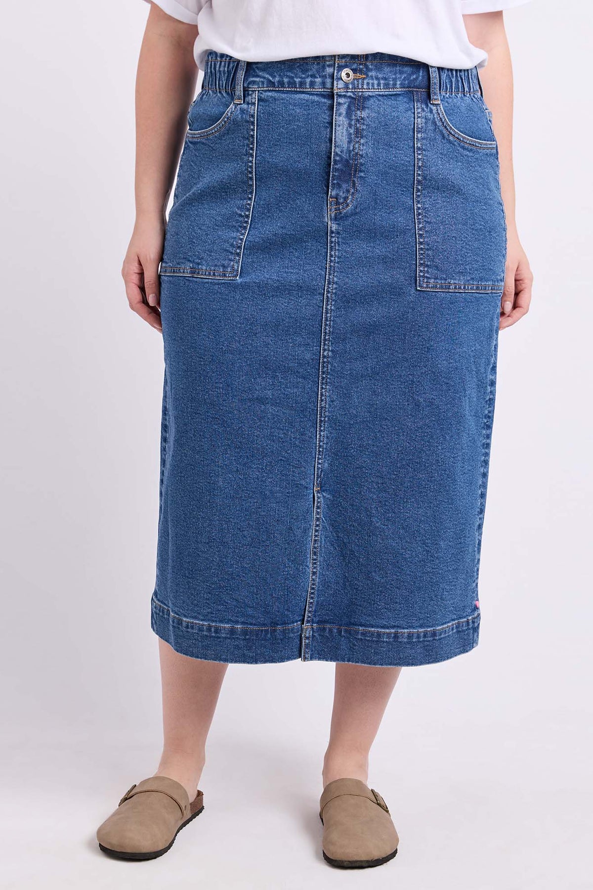 Long Atlas Skirt Dark Blue Wash