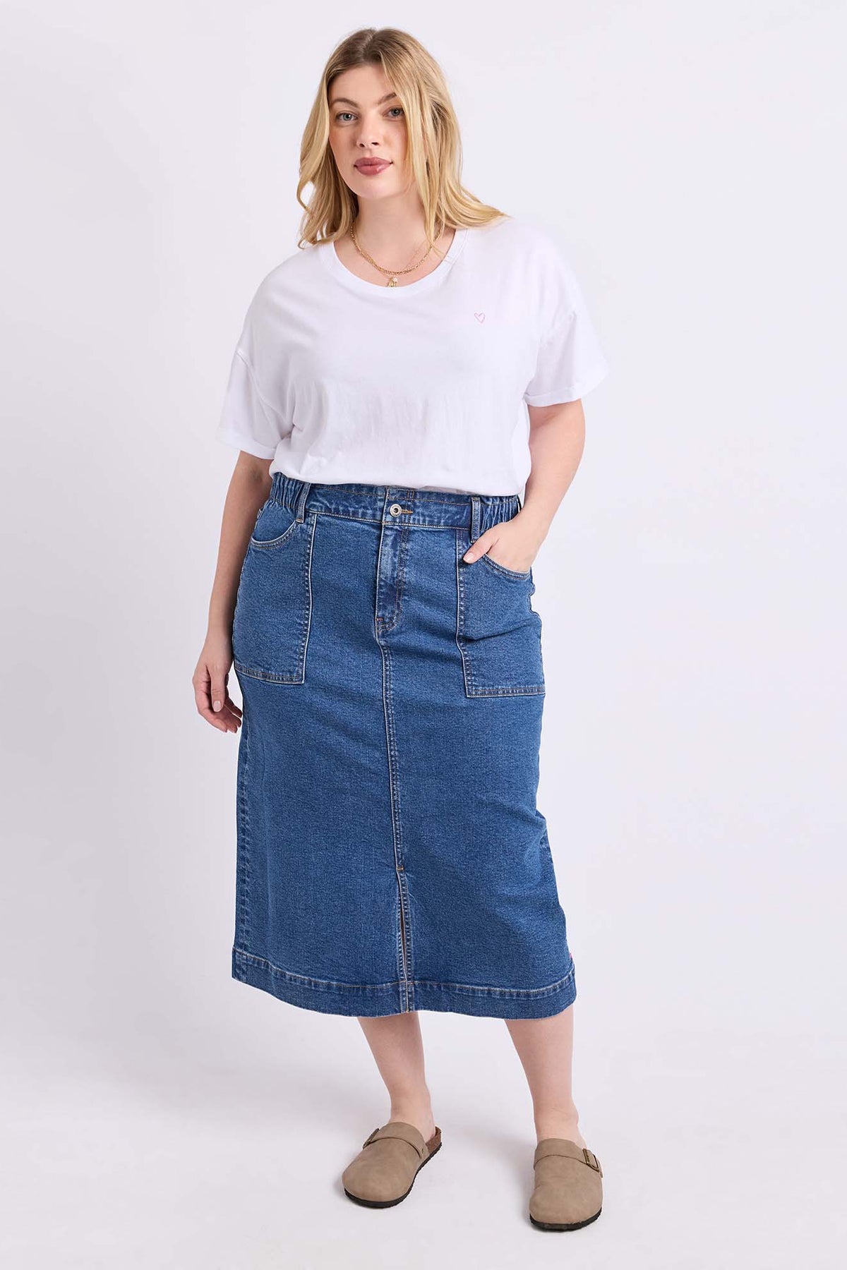 Long Atlas Skirt Dark Blue Wash