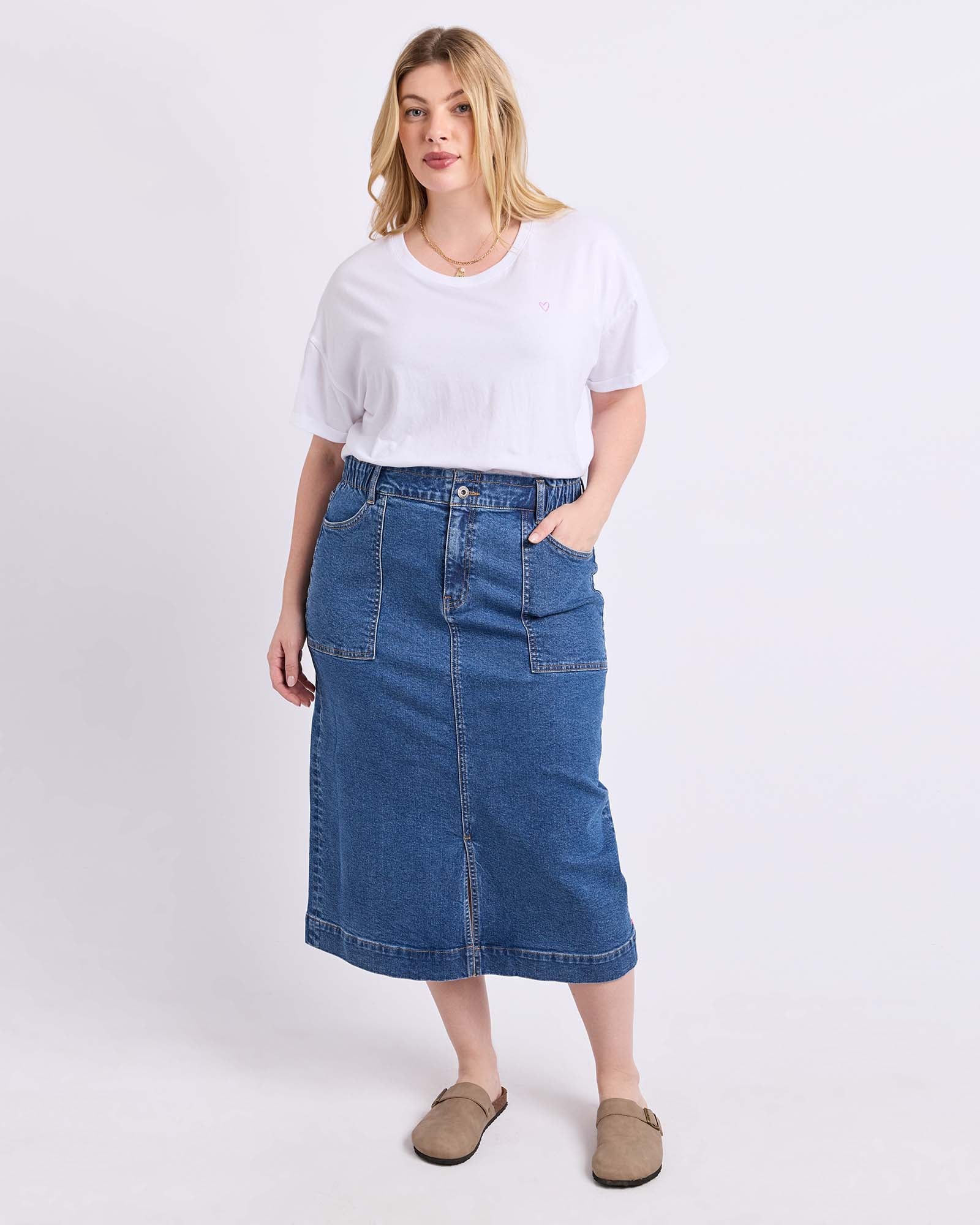 Long Atlas Skirt Dark Blue Wash