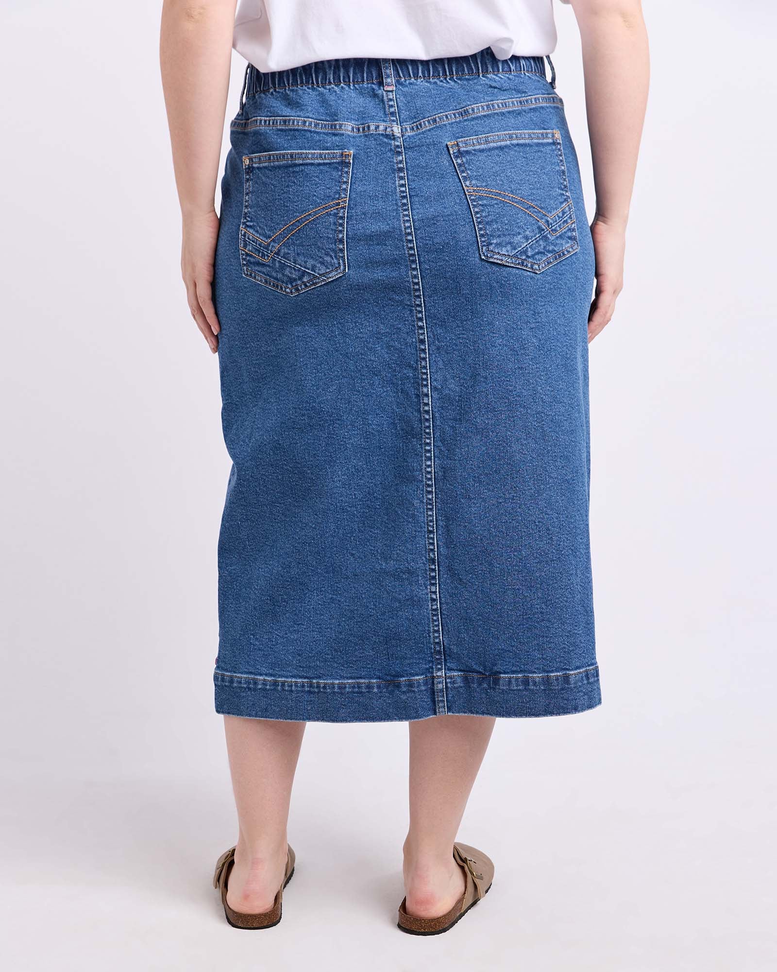 Long Atlas Skirt Dark Blue Wash