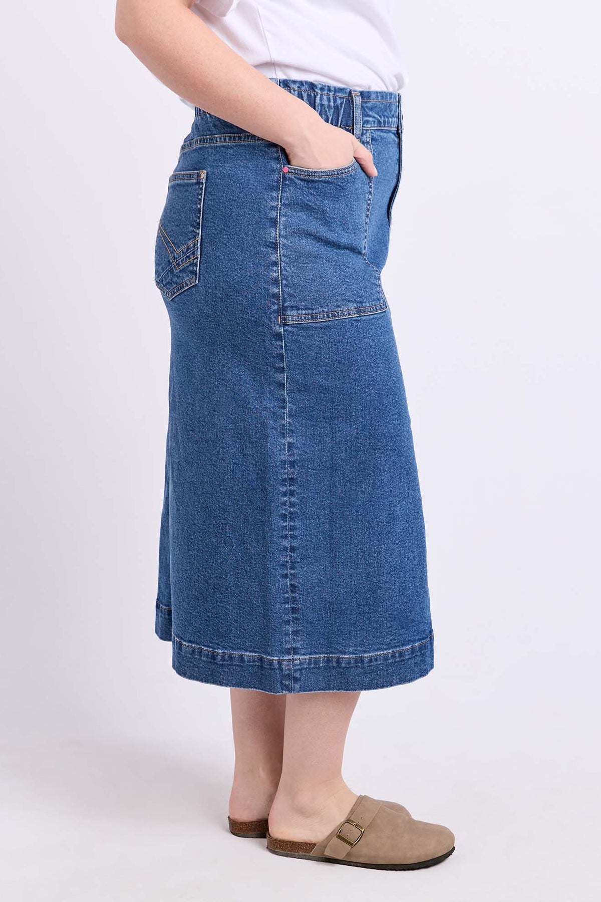 Long Atlas Skirt Dark Blue Wash