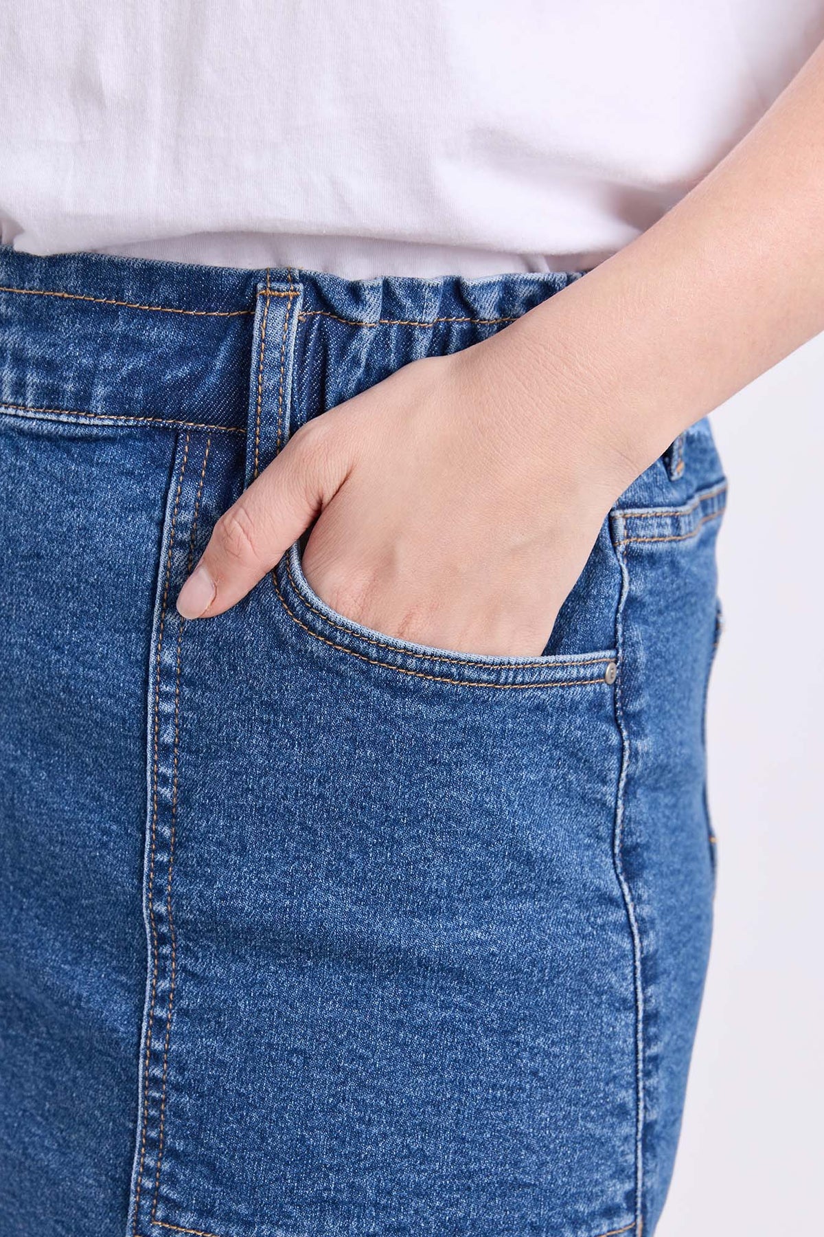 Long Atlas Skirt Dark Blue Wash