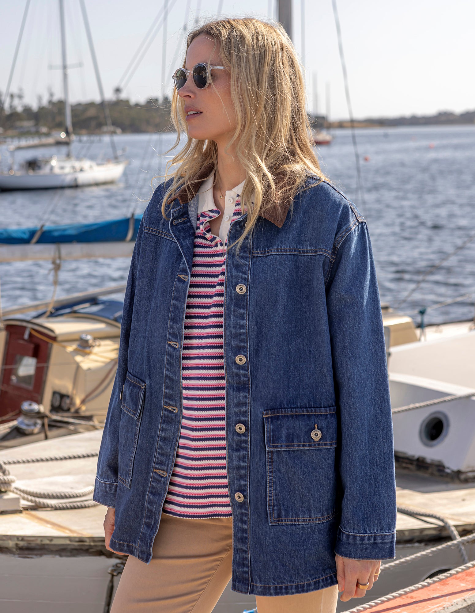 Lilian Denim Barn Jacket Mid Blue Wash