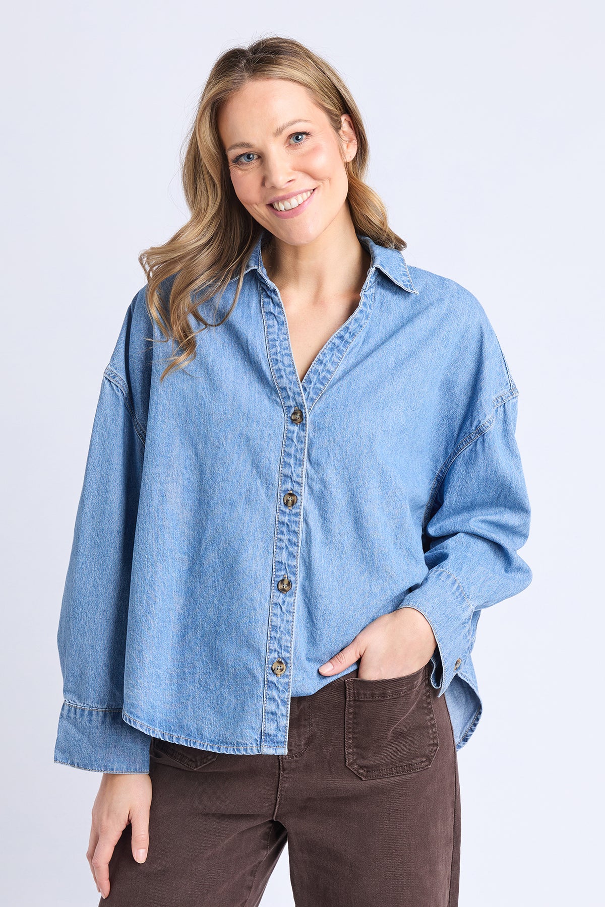 Petra Denim Shirt Mid Blue Wash