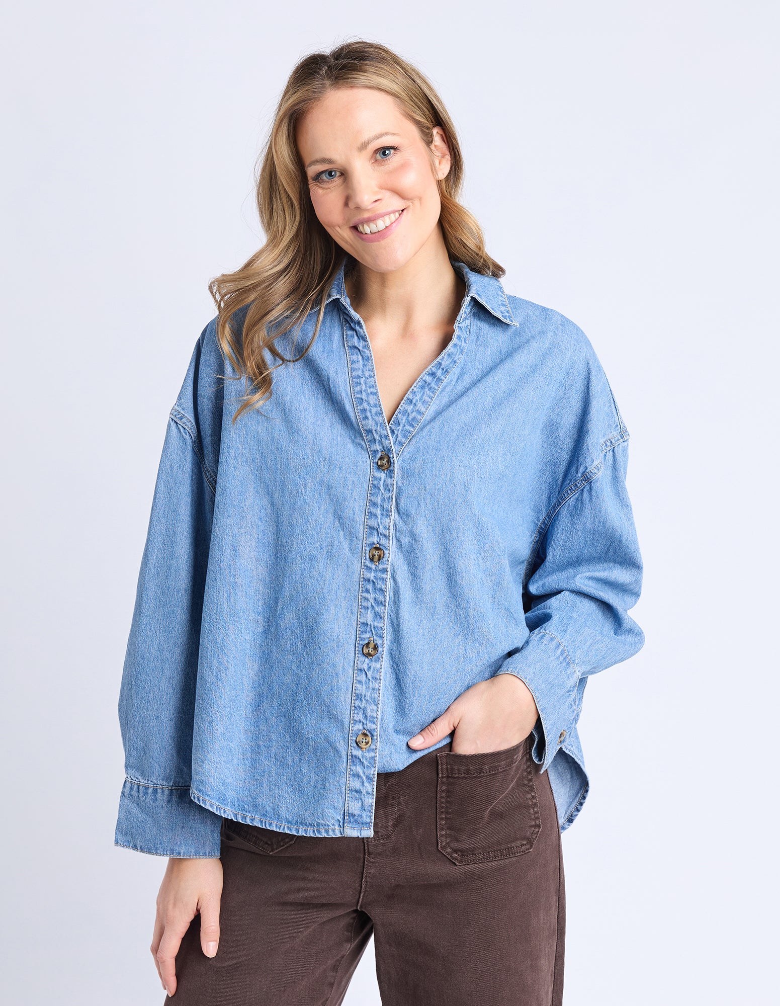 Petra Denim Shirt Mid Blue Wash