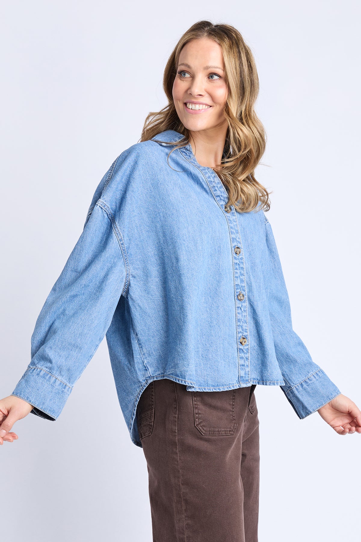 Petra Denim Shirt Mid Blue Wash