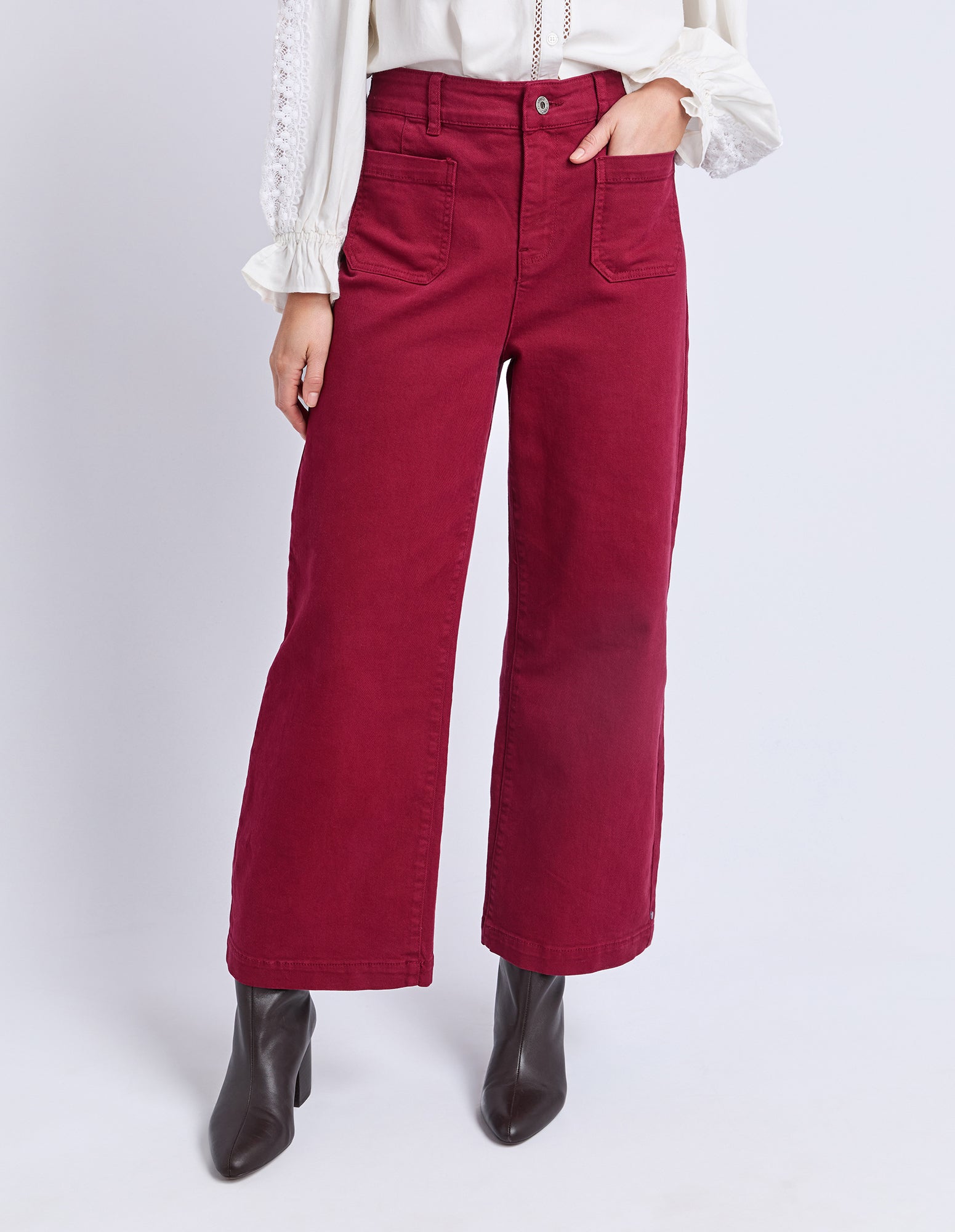 Delphi Front Pocket Jean Maroon
