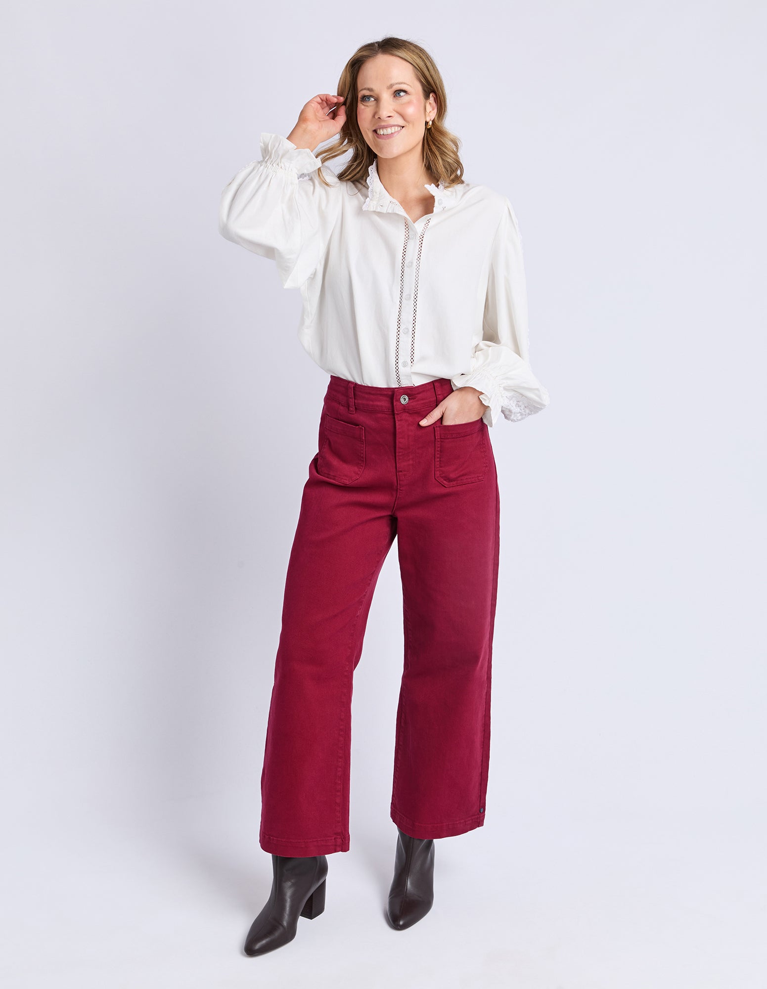 Delphi Front Pocket Jean Maroon