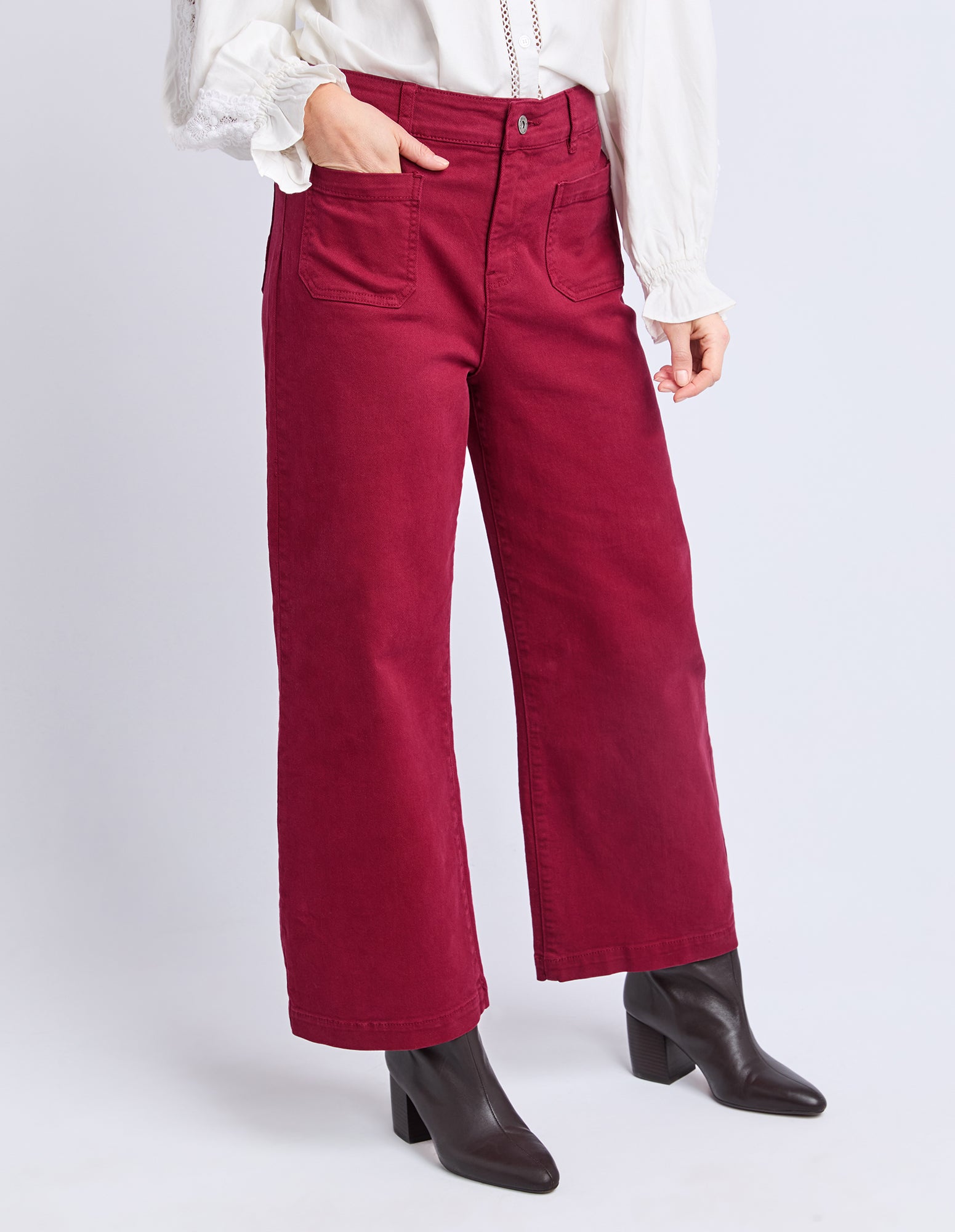 Delphi Front Pocket Jean Maroon