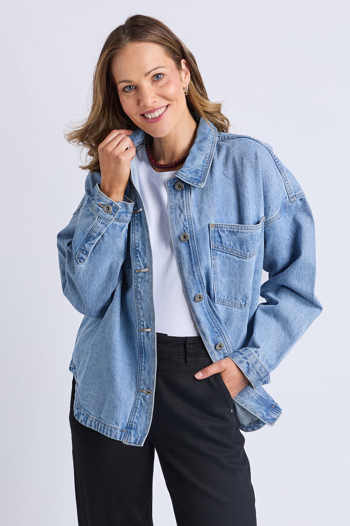Laura Denim Shacket Light Blue