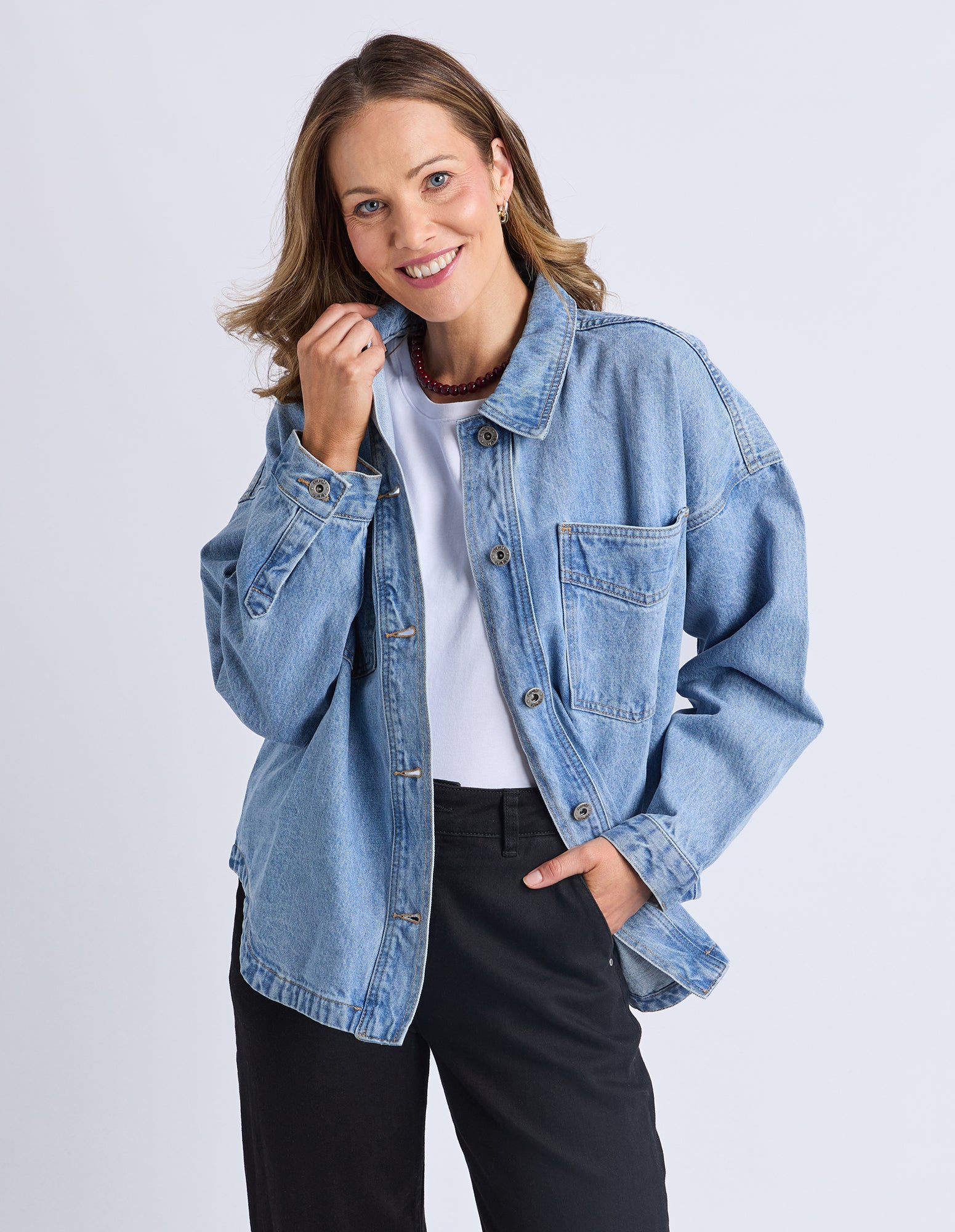 Laura Denim Shacket Light Blue