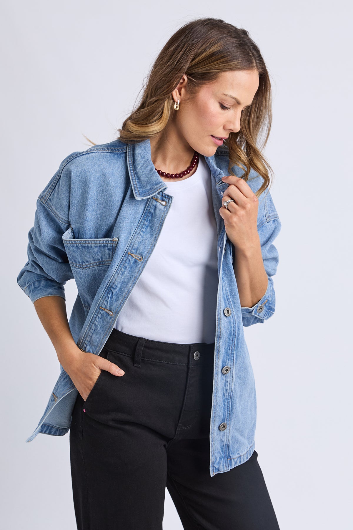 Laura Denim Shacket Light Blue