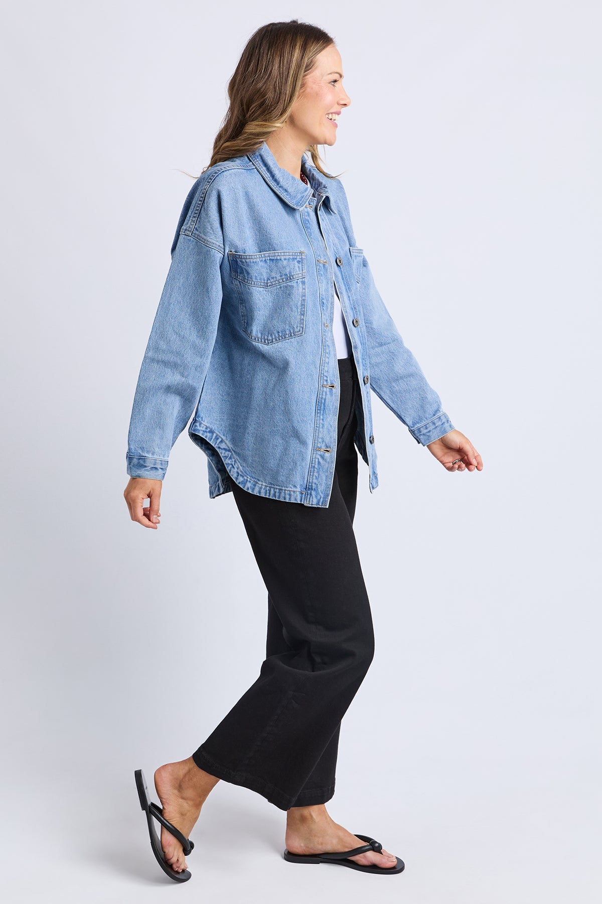 Laura Denim Shacket Light Blue