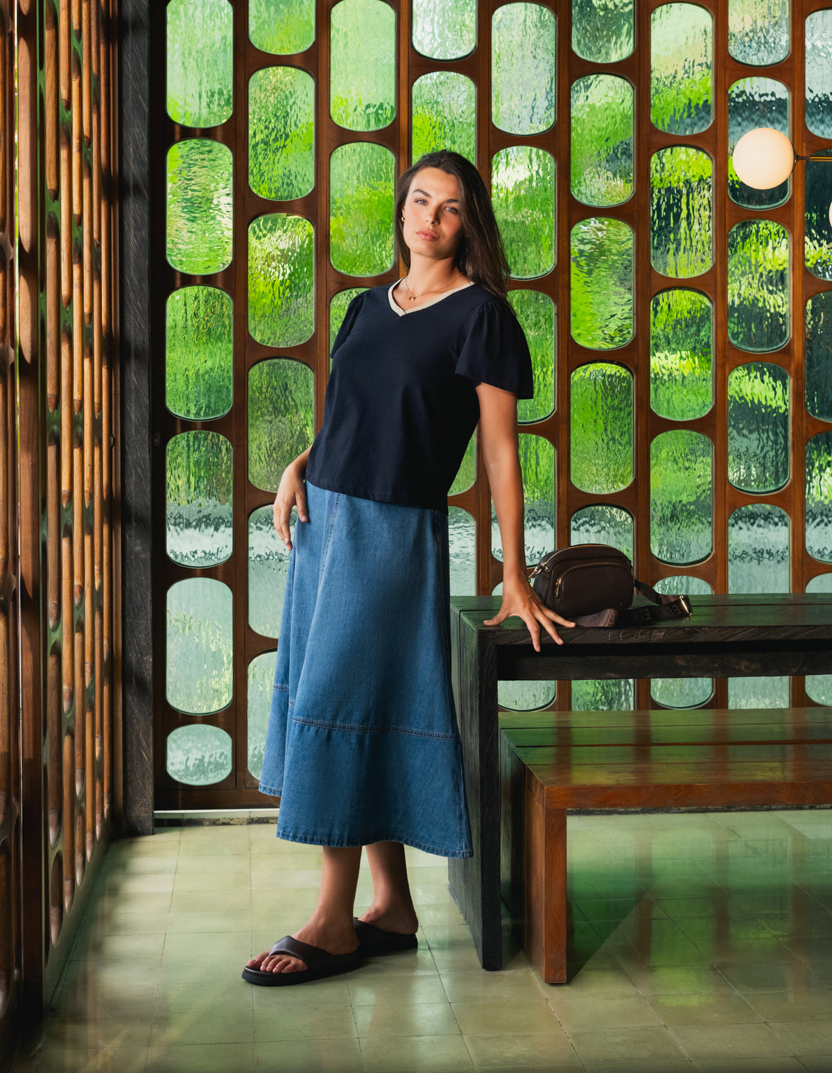 Estelle Denim Skirt Mid Blue Wash