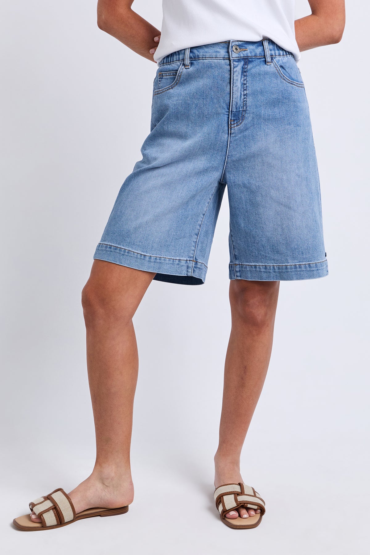 Birdie Long Denim Short Light Blue Wash