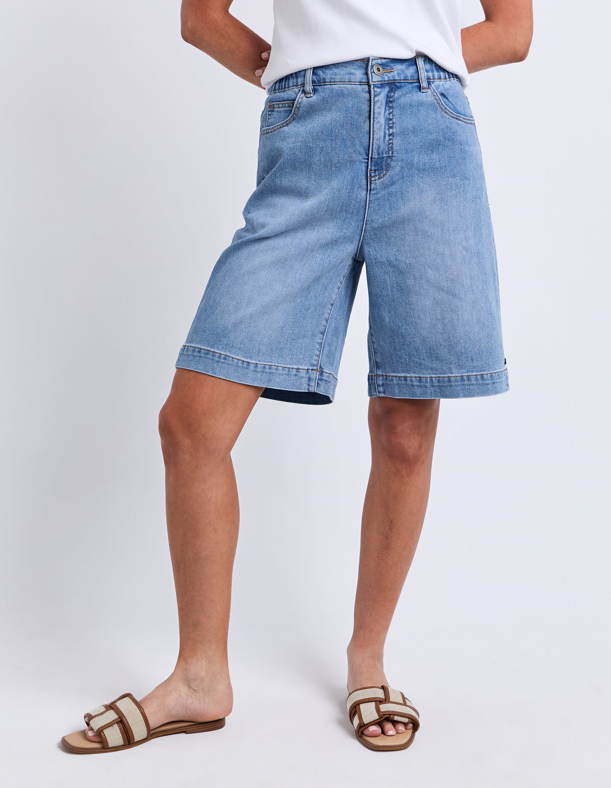 Birdie Long Denim Short Light Blue Wash