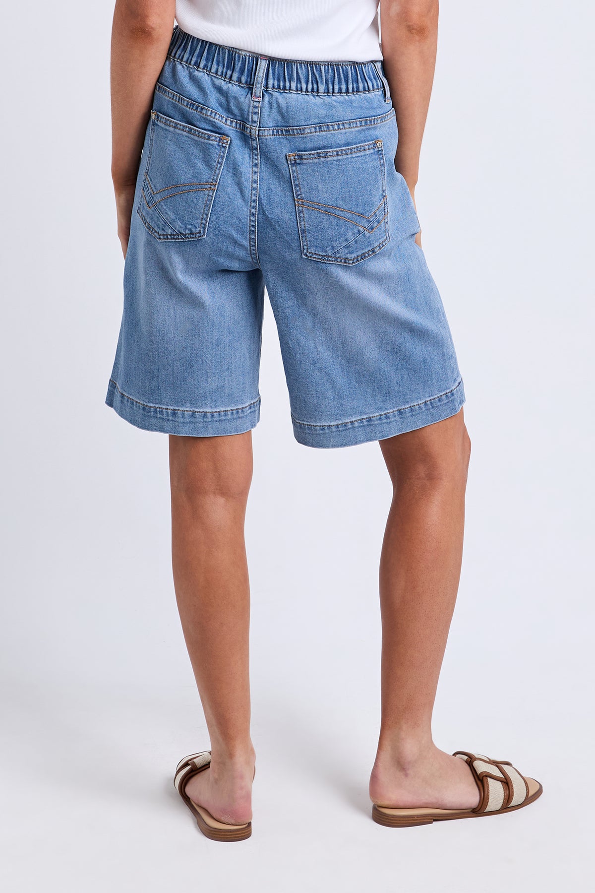Birdie Long Denim Short Light Blue Wash