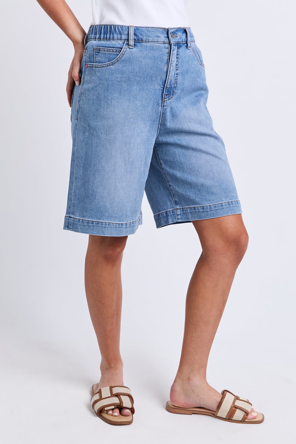 Birdie Long Denim Short Light Blue Wash