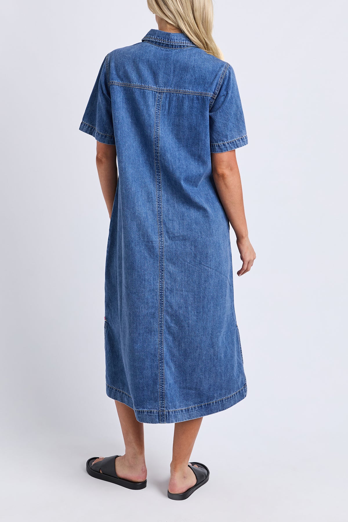 Ayla Denim Midi Dress Mid Blue Wash