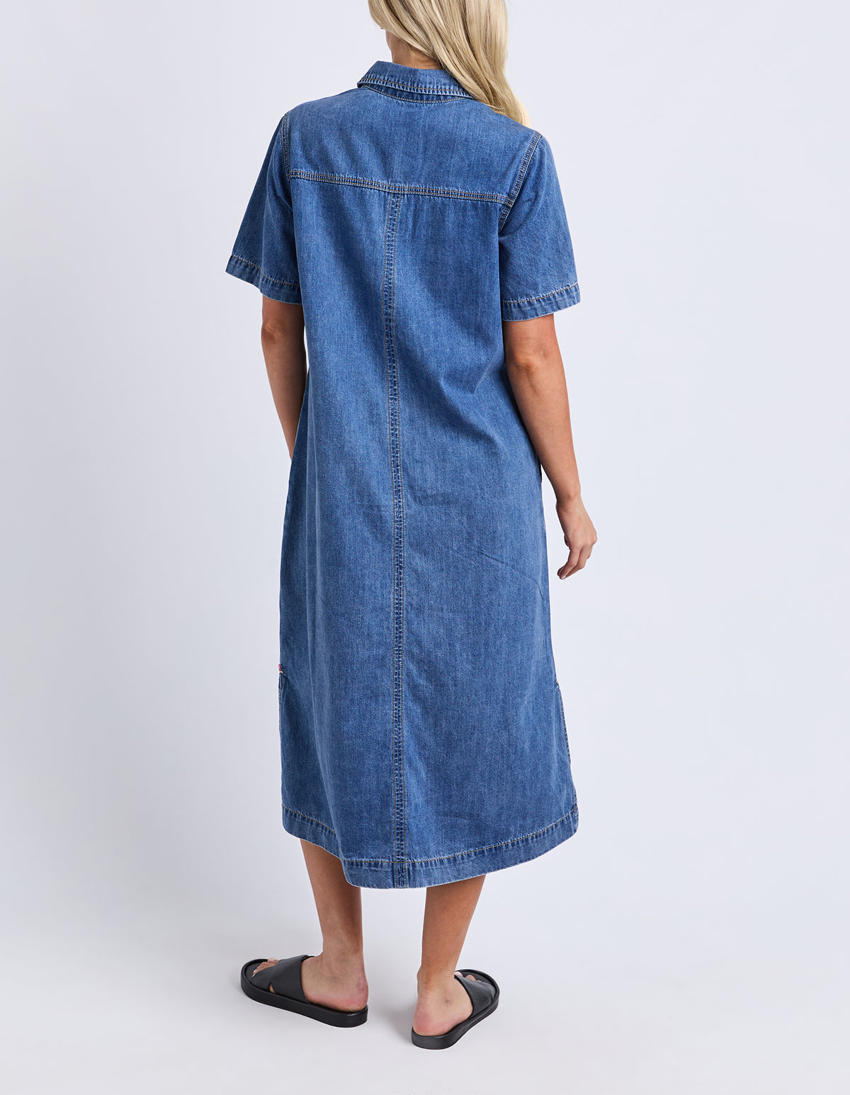 Ayla Denim Midi Dress Mid Blue Wash