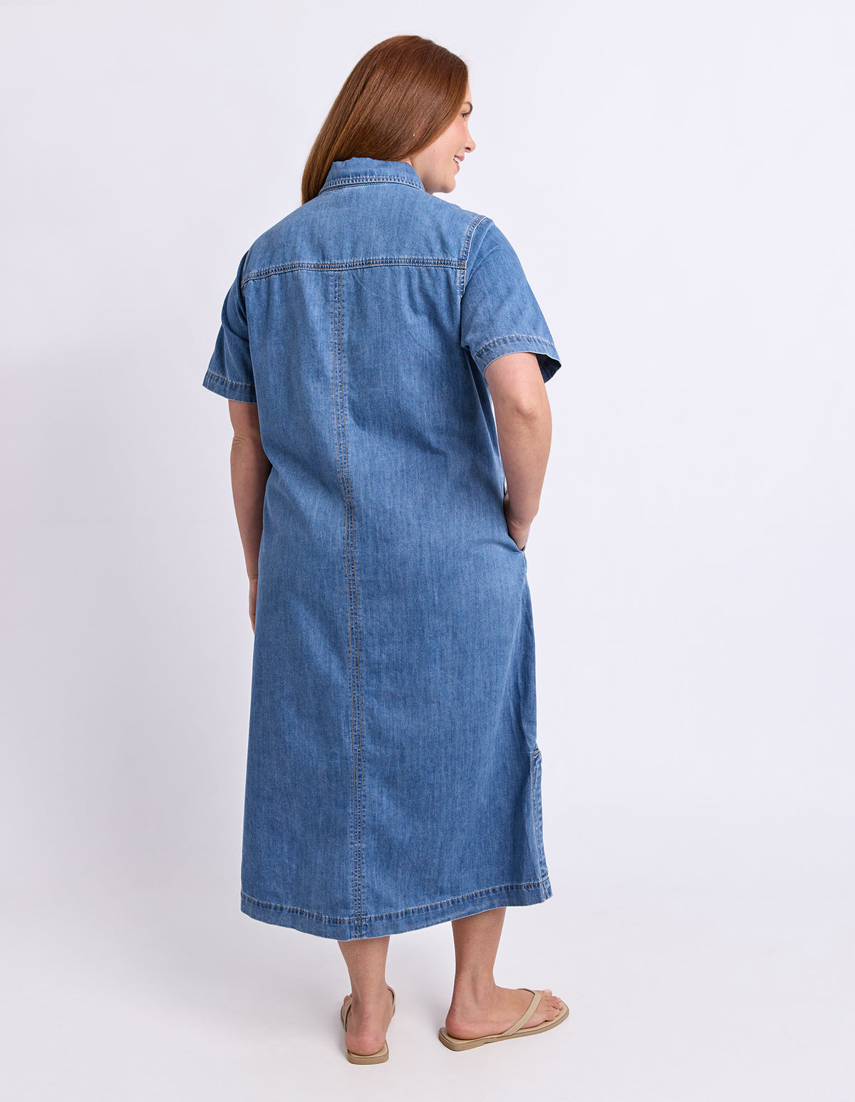 Ayla Denim Midi Dress Mid Blue Wash