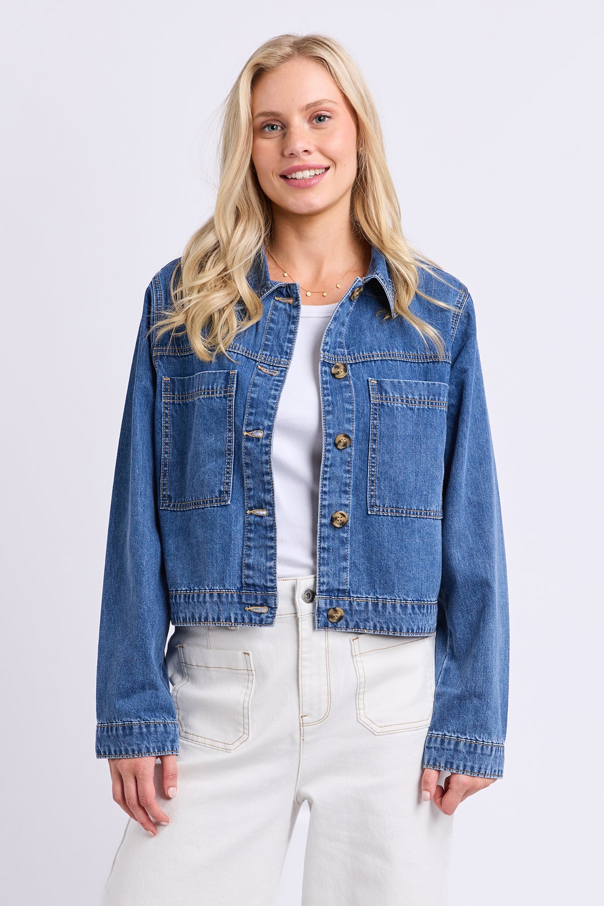 Essie Denim Jacket Mid Blue Wash