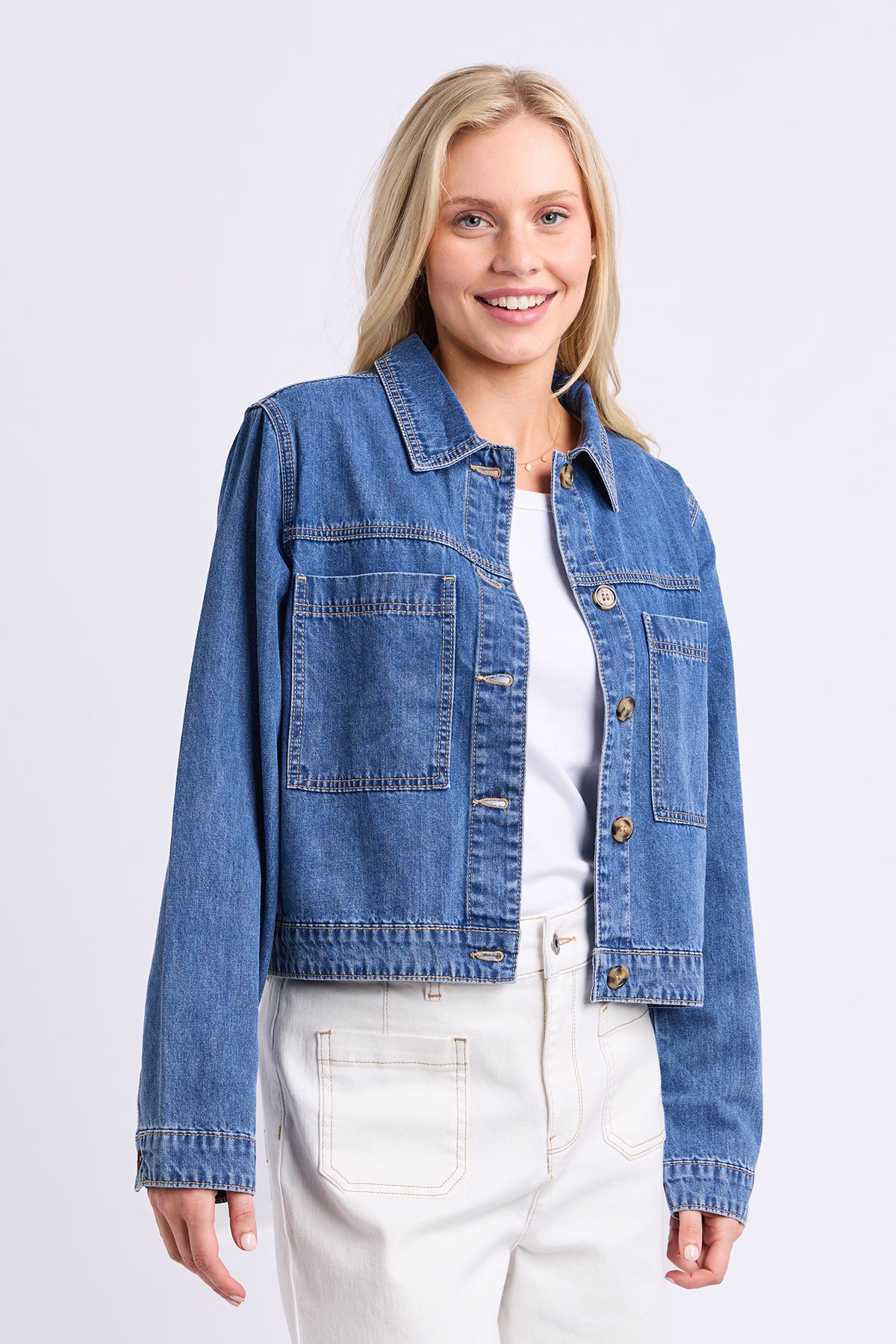 Essie Denim Jacket Mid Blue Wash