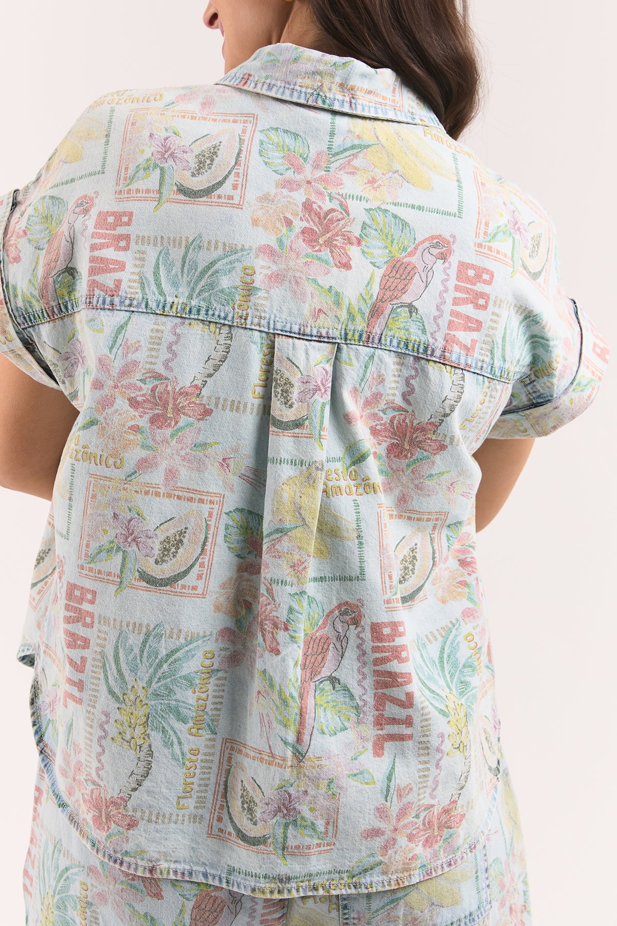 Jade Printed Denim Shirt Print