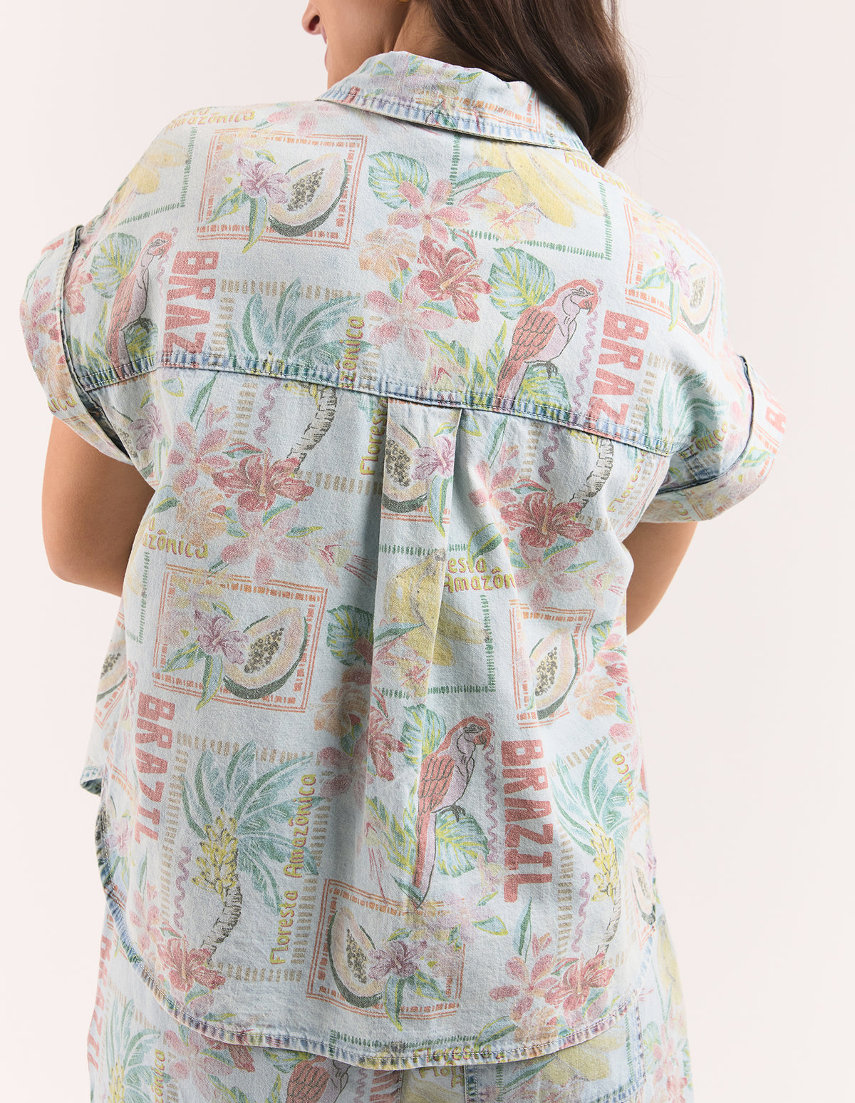 Jade Printed Denim Shirt Print